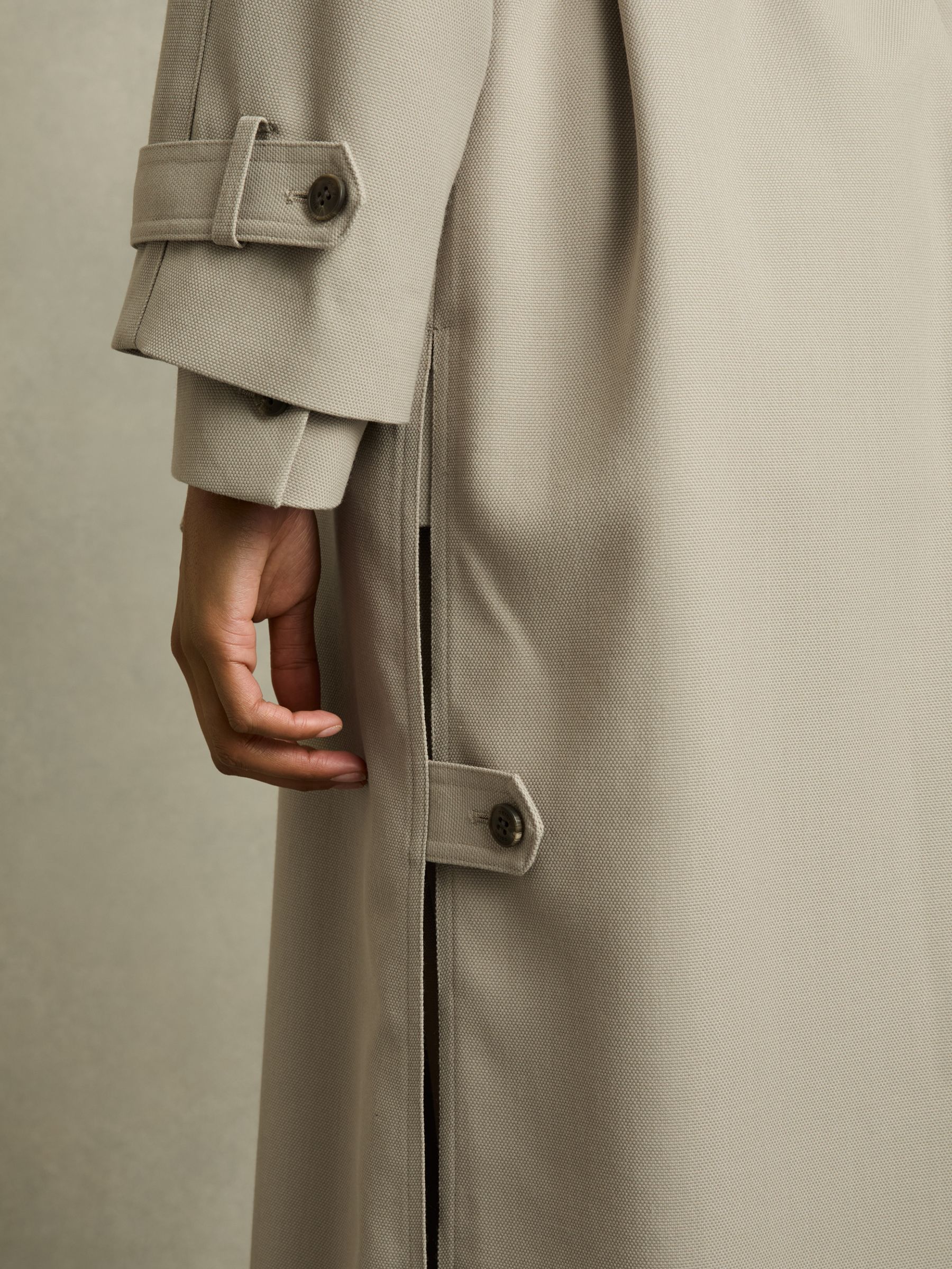 Wool-Blend Double-Breasted Trench Coat in Neutral - Image 4 of 6