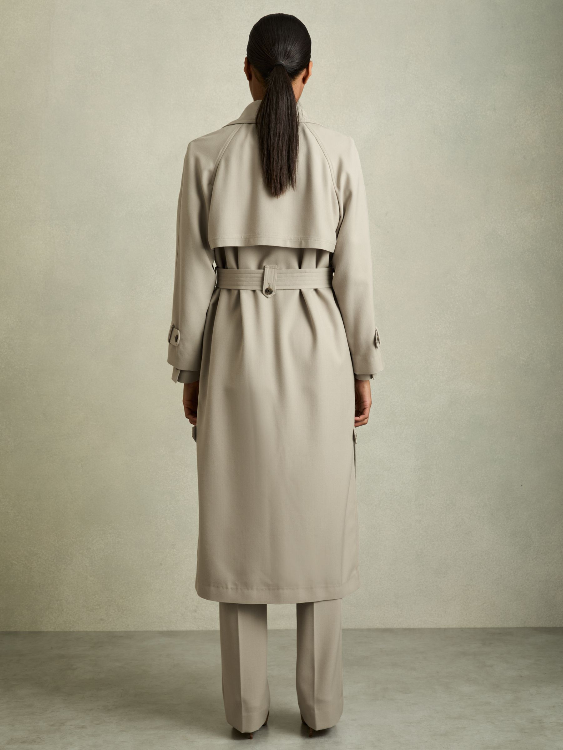 Wool-Blend Double-Breasted Trench Coat in Neutral - Image 5 of 6