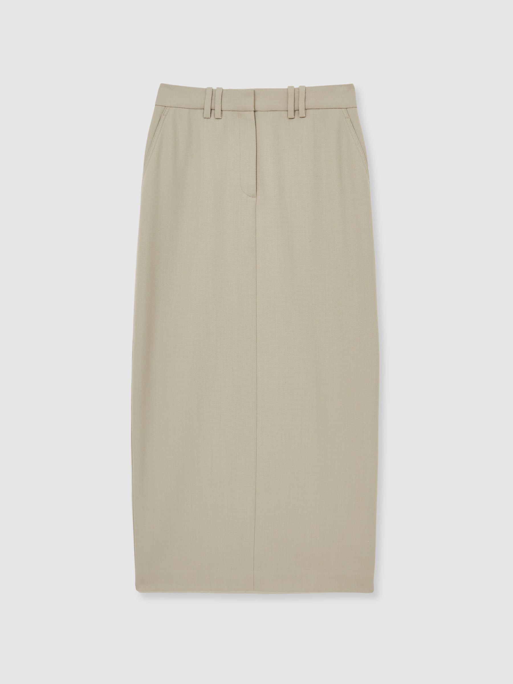 Wool-Blend Tailored Pencil Skirt in Neutral - Image 2 of 6