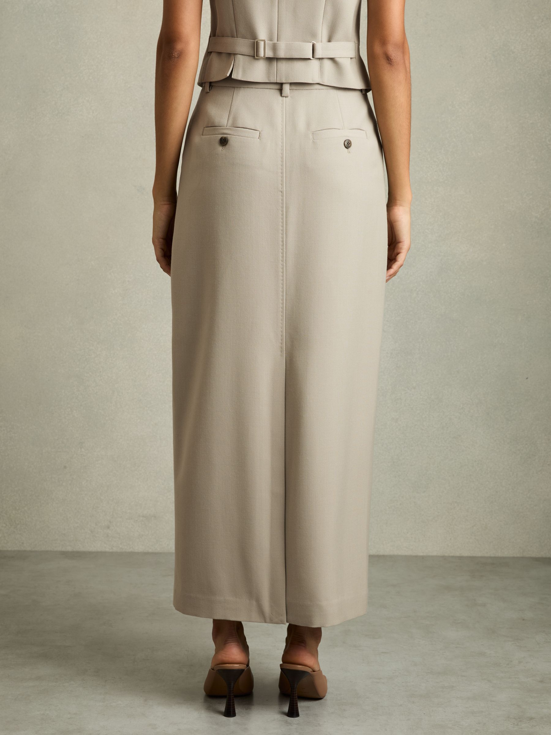 Wool-Blend Tailored Pencil Skirt in Neutral - Image 4 of 6