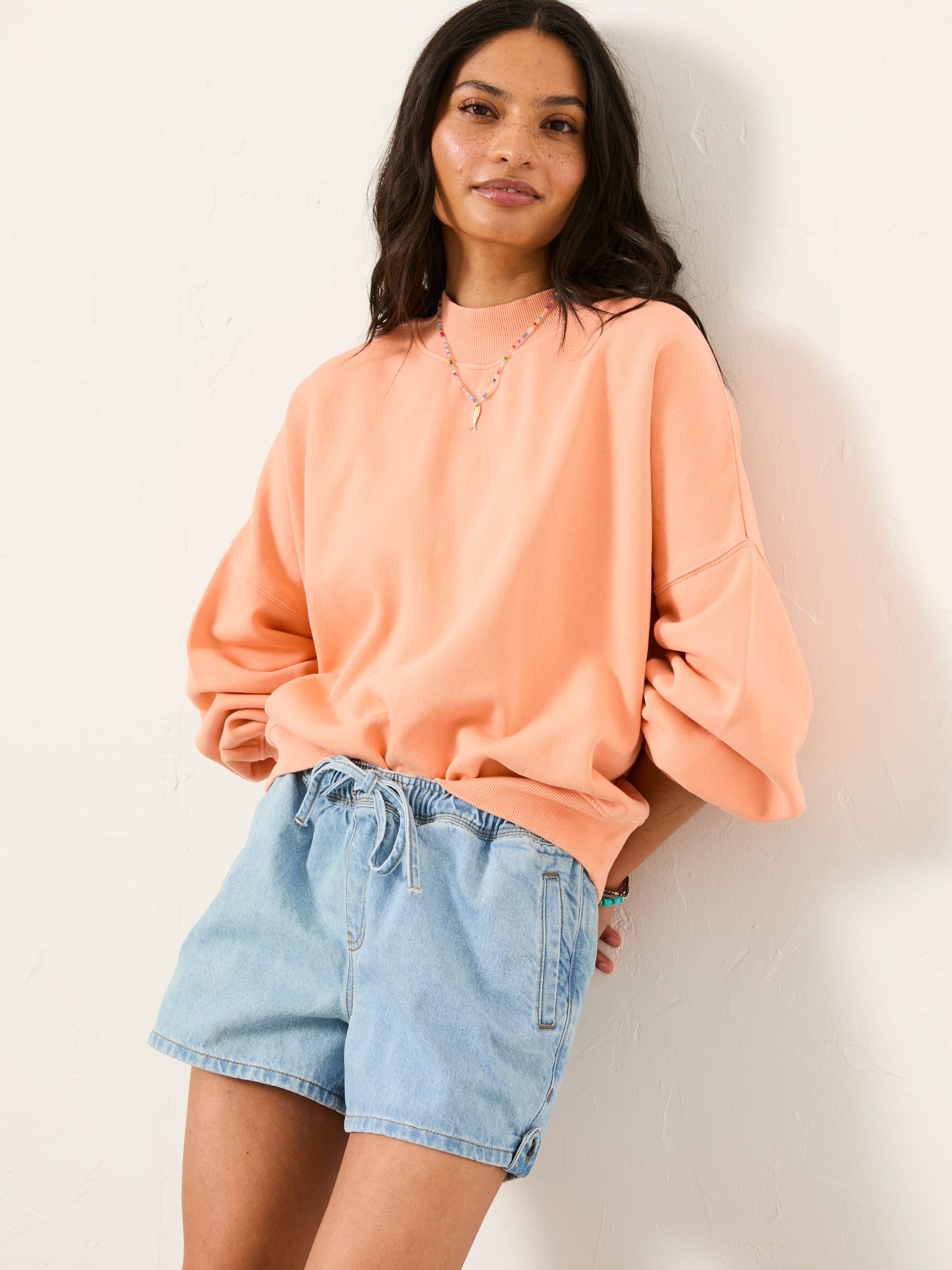 Lara Peach Pink Crew Sweatshirt - Image 1 of 5