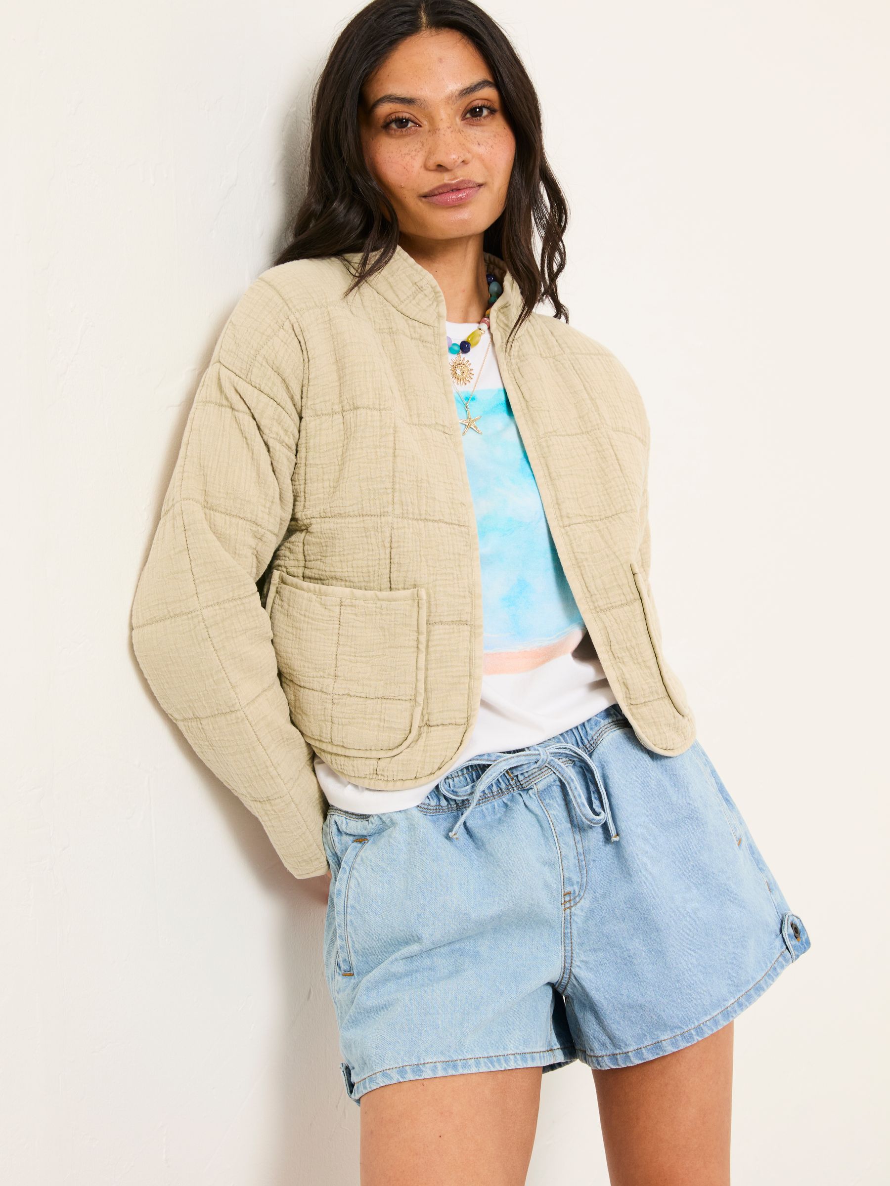 Quinn Ivory Quilted 100% Cotton Jacket - Image 1 of 7