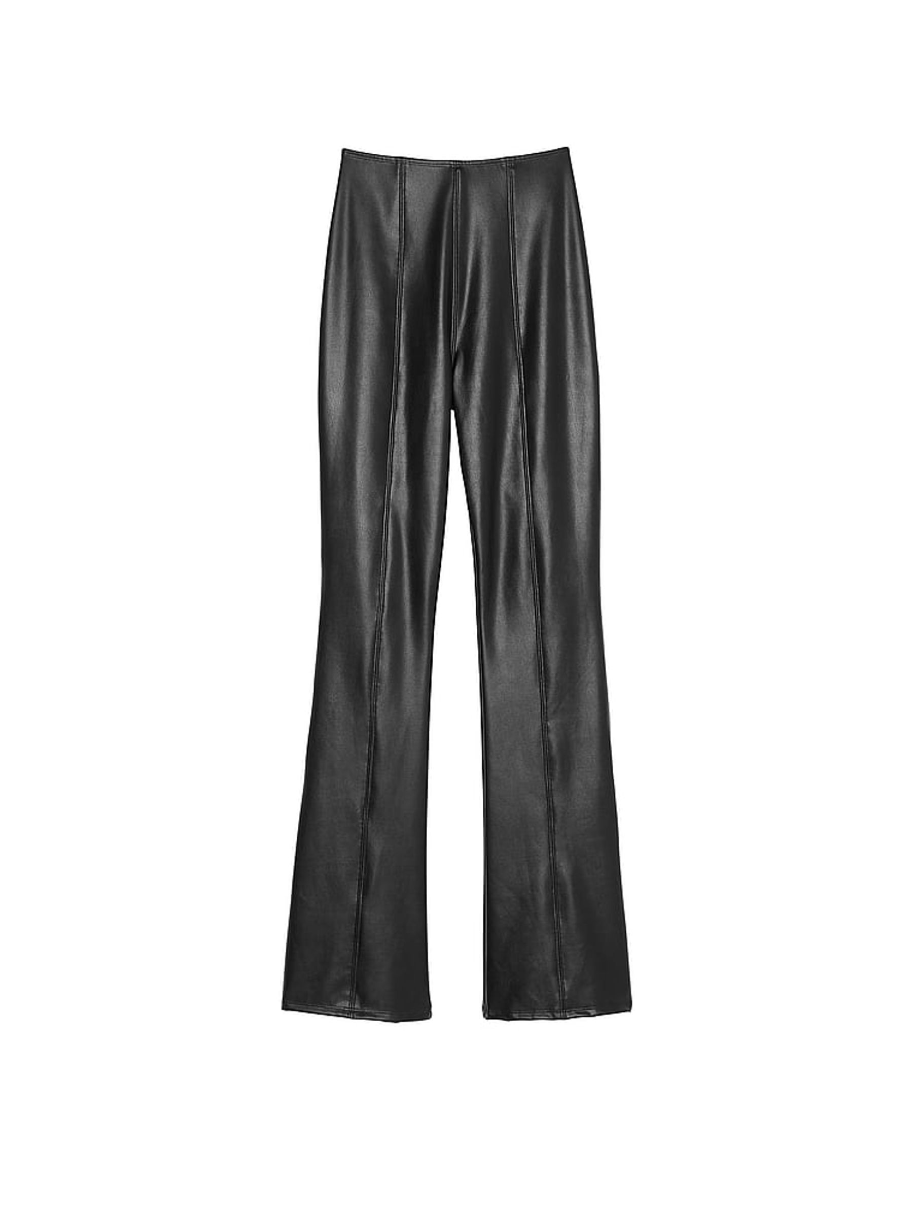 Black Faux Leather Flare Leggings - Image 4 of 4