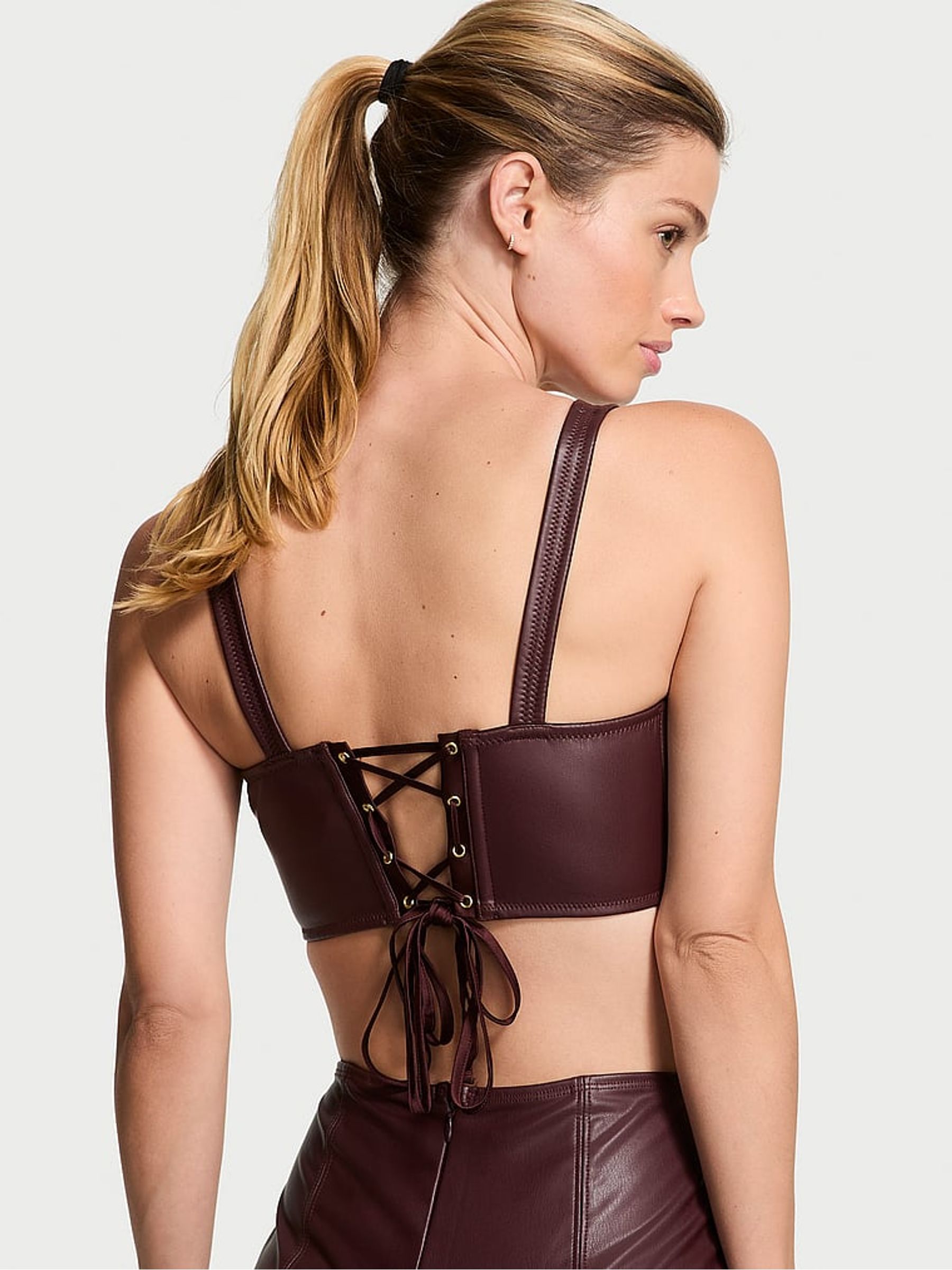 Burgundy Brown Cropped Brallete Top - Image 2 of 4