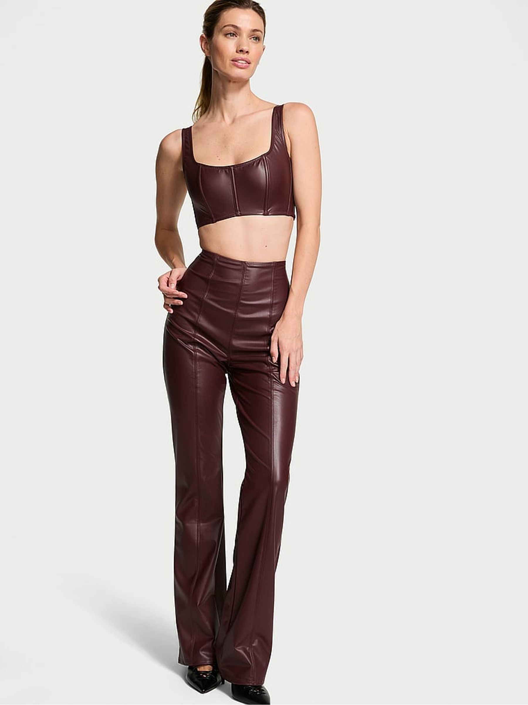 Burgundy Brown Cropped Brallete Top - Image 3 of 4