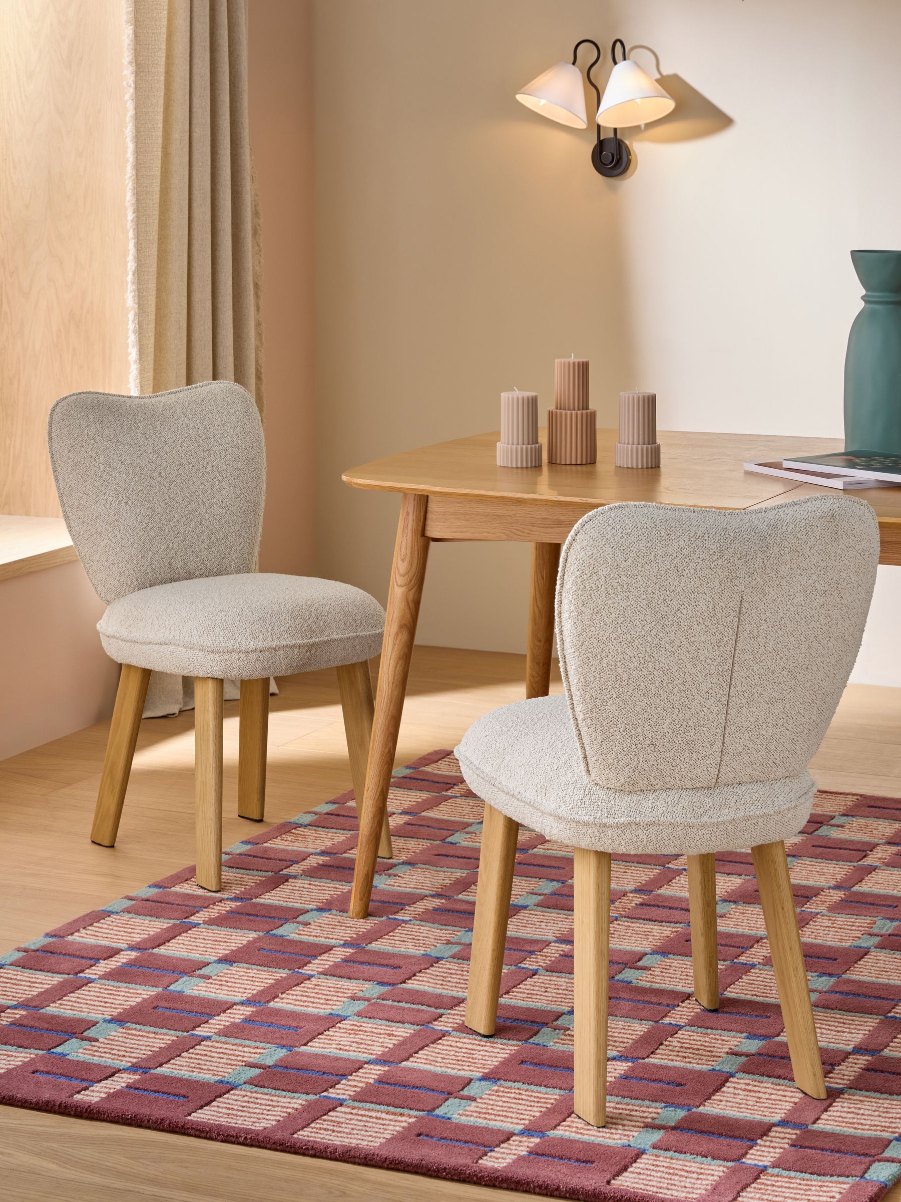 Set of 2 Tylar Dining Chairs in Casual Boucle Natural - Image 1 of 5
