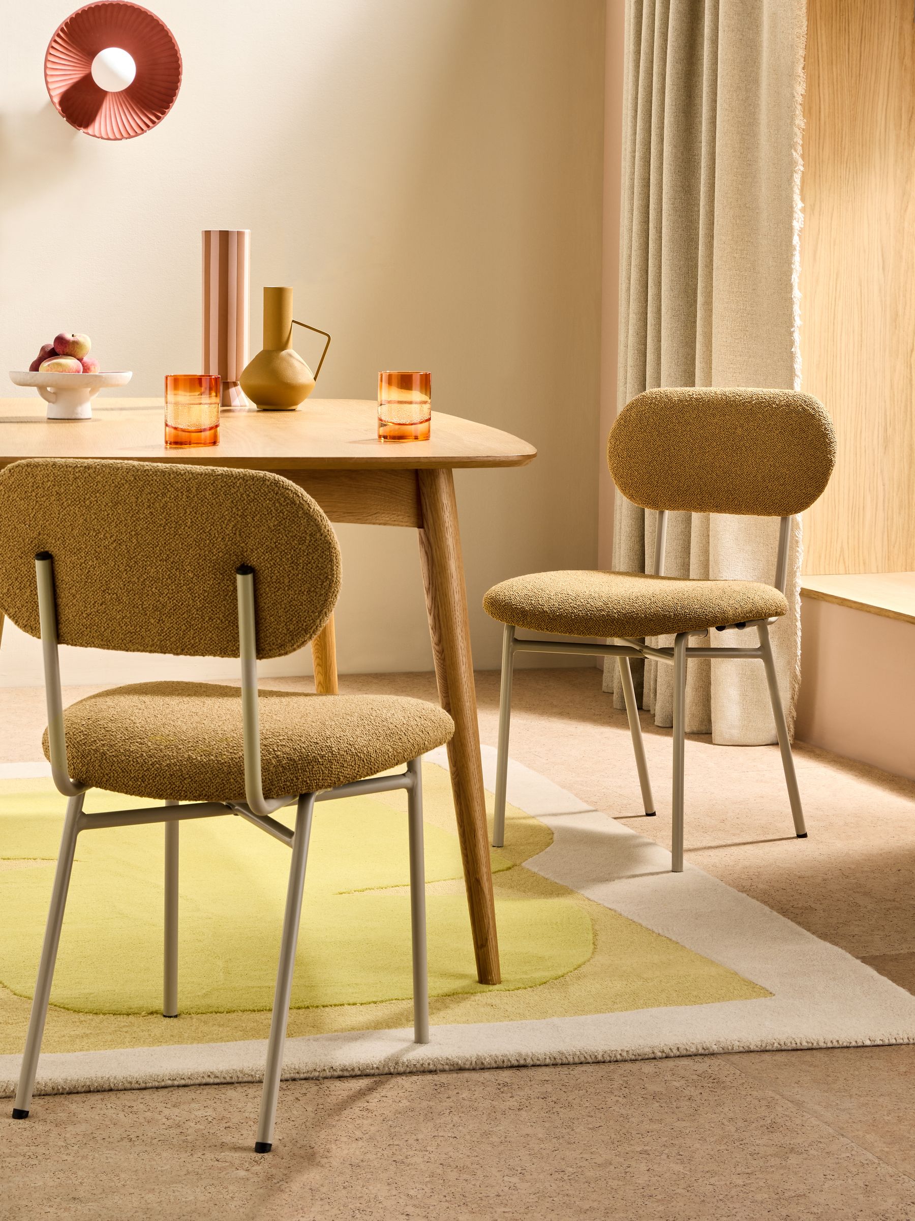 Set of 2 Clemmie Dining Chairs in Caramel Pax Boucle and Ecru Legs - Image 1 of 5