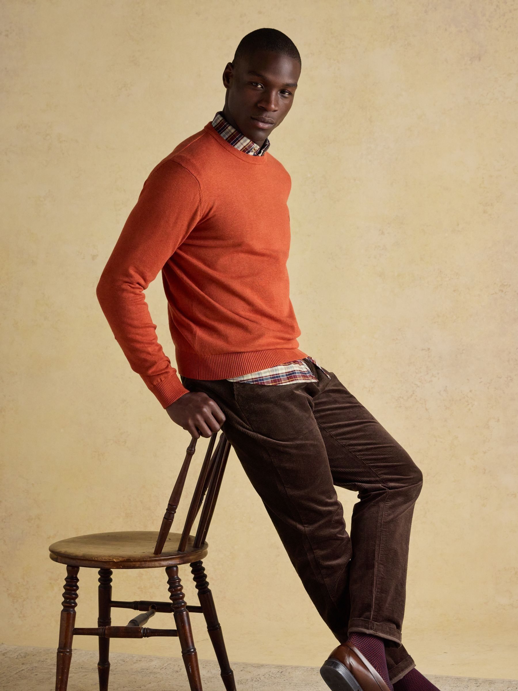 Hillside Orange Crew Neck Knitted Jumper - Image 4 of 7
