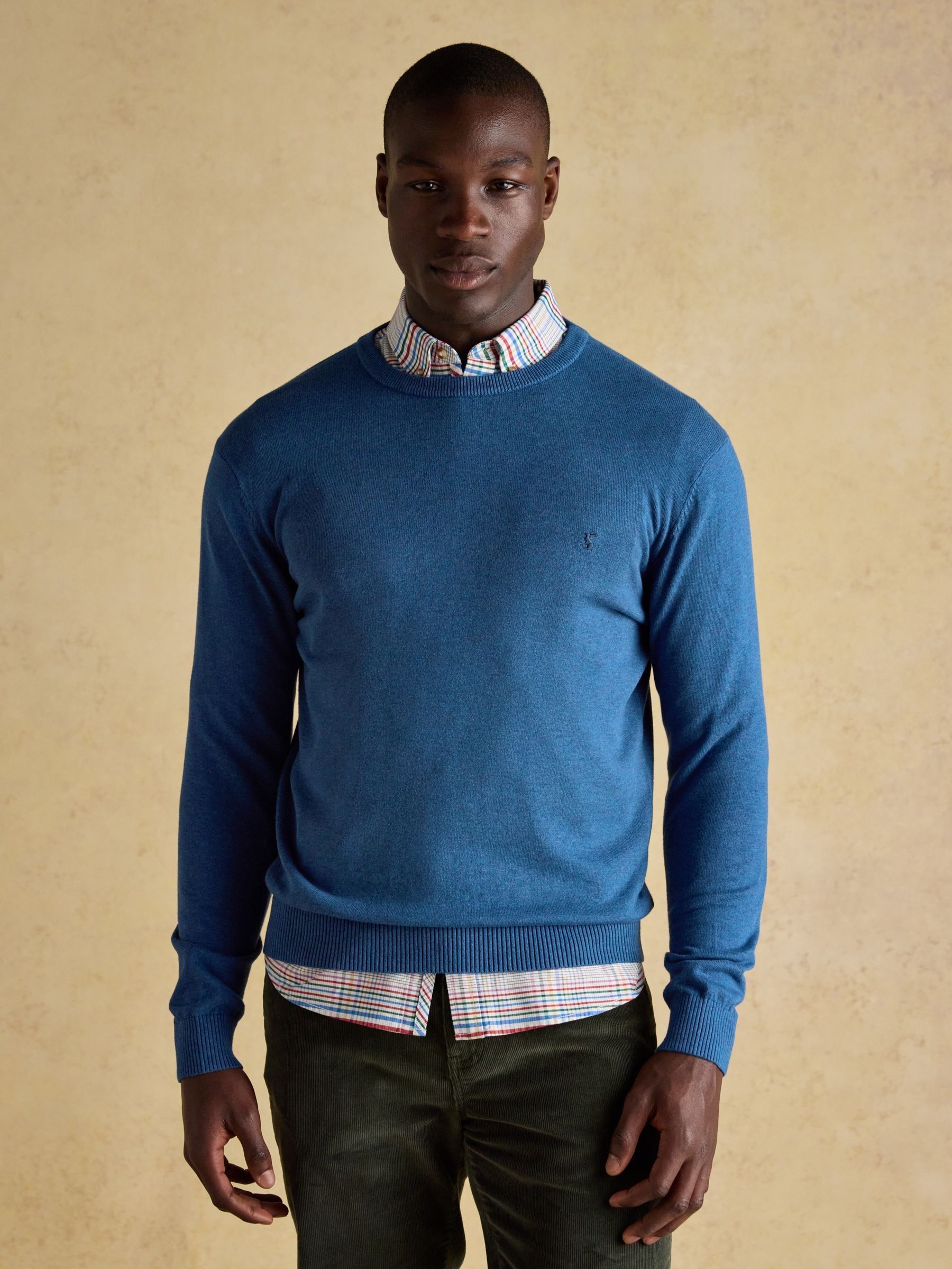 Hillside Blue Crew Neck Knitted Jumper - Image 1 of 7