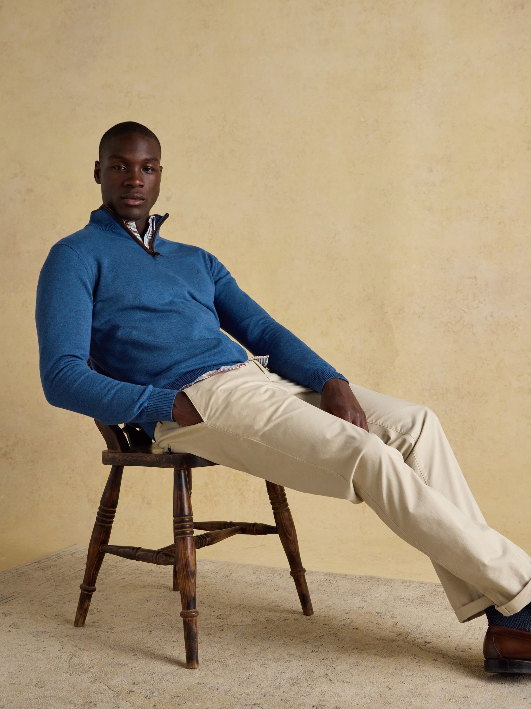 Hillside Blue Quarter Zip Knitted Jumper - Image 5 of 7
