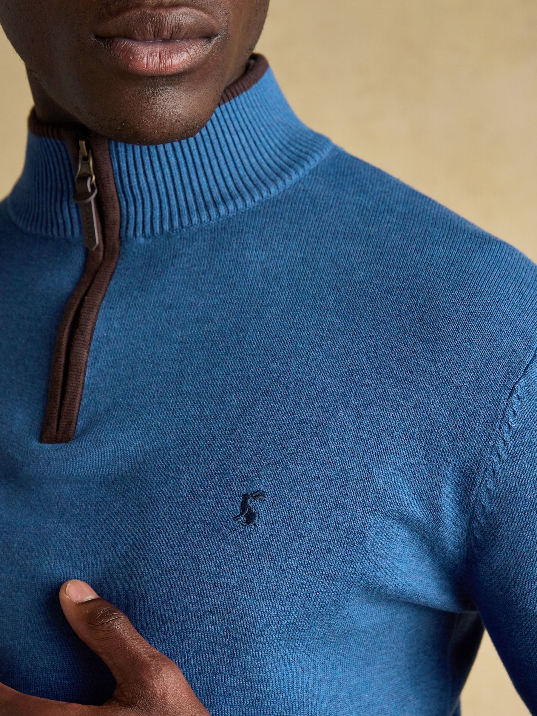 Hillside Blue Quarter Zip Knitted Jumper - Image 6 of 7
