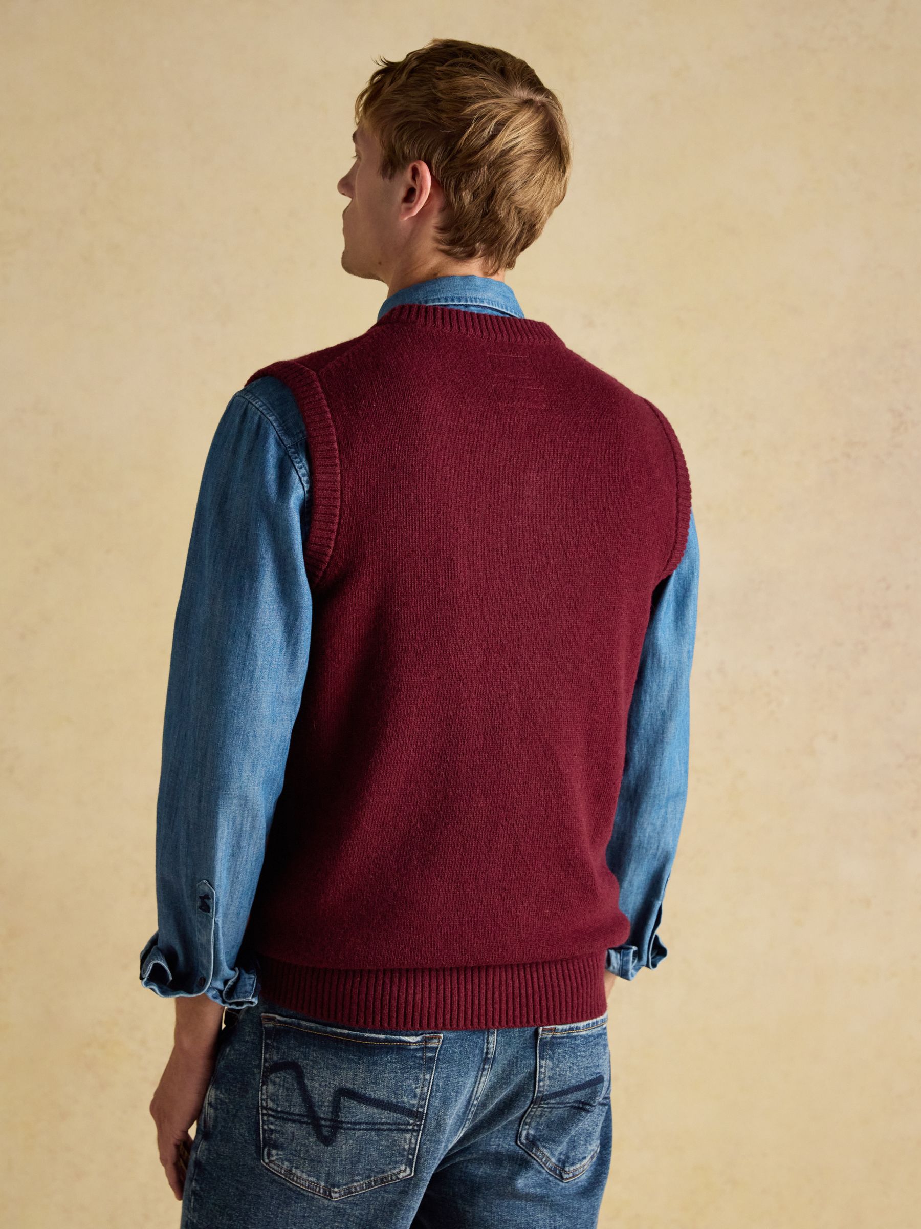 Highland Burgundy Red Wool-Rich Knitted Tank Top - Image 3 of 9