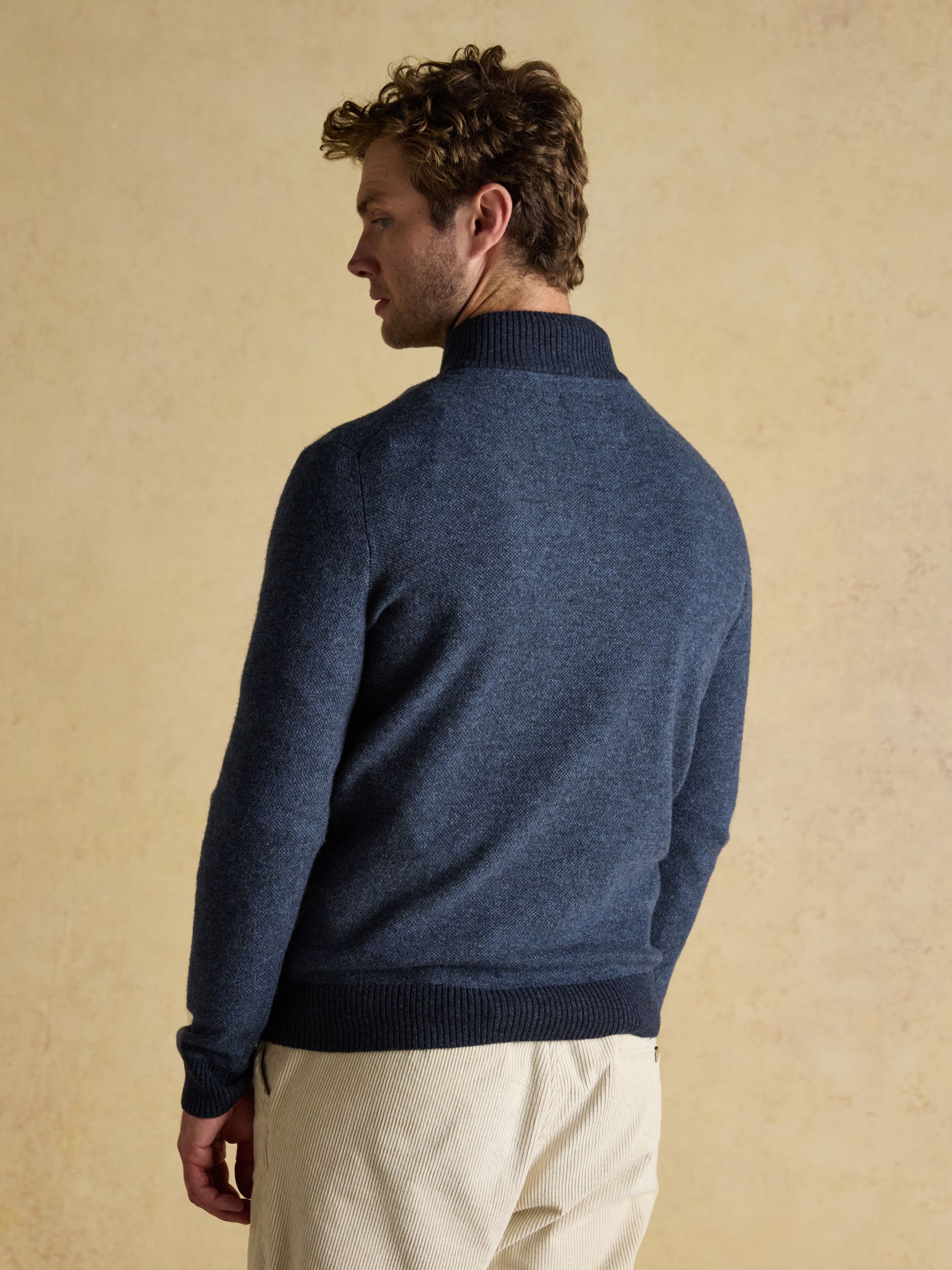 Highland Blue Wool-Rich Button Quarter Zip Jumper - Image 3 of 7