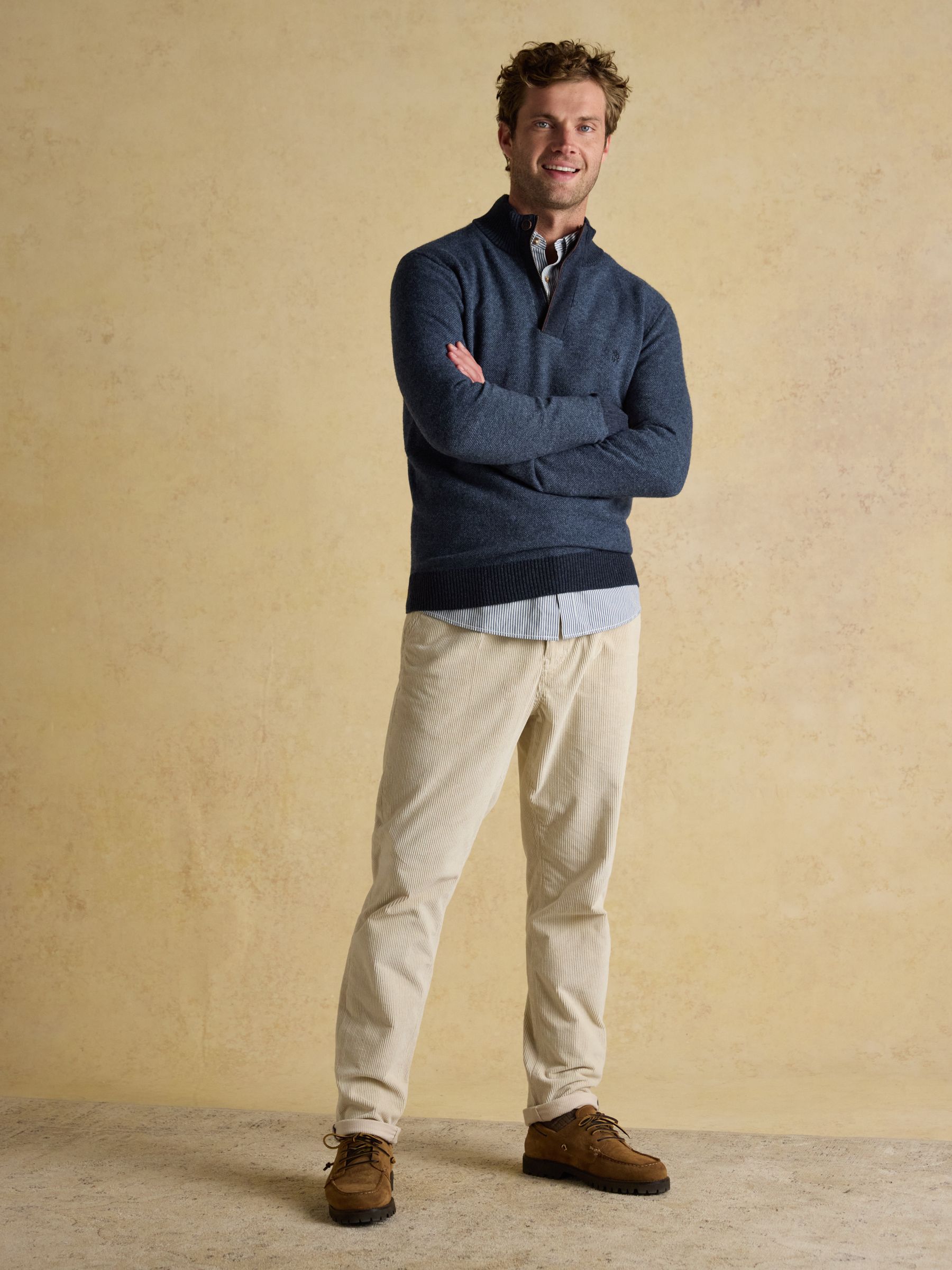 Highland Blue Wool-Rich Button Quarter Zip Jumper - Image 4 of 7