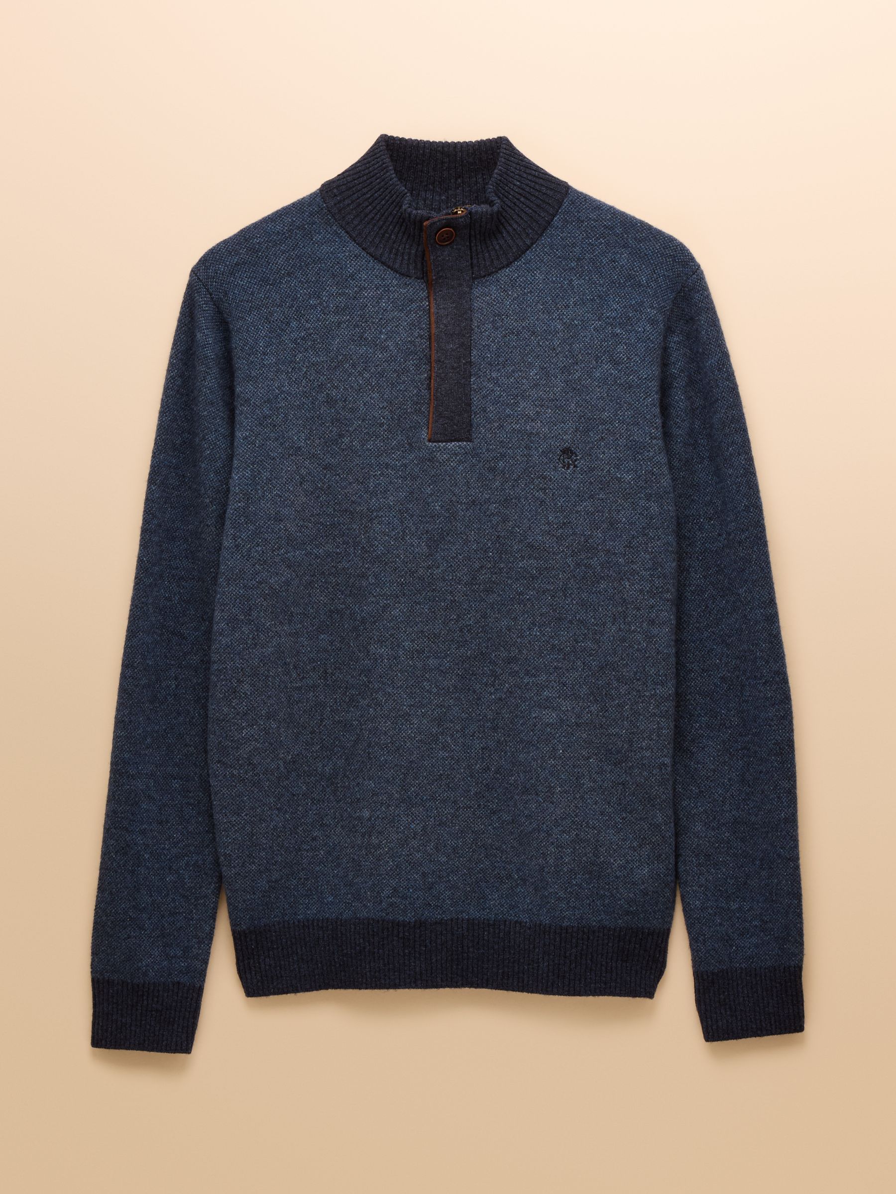 Highland Blue Wool-Rich Button Quarter Zip Jumper - Image 7 of 7
