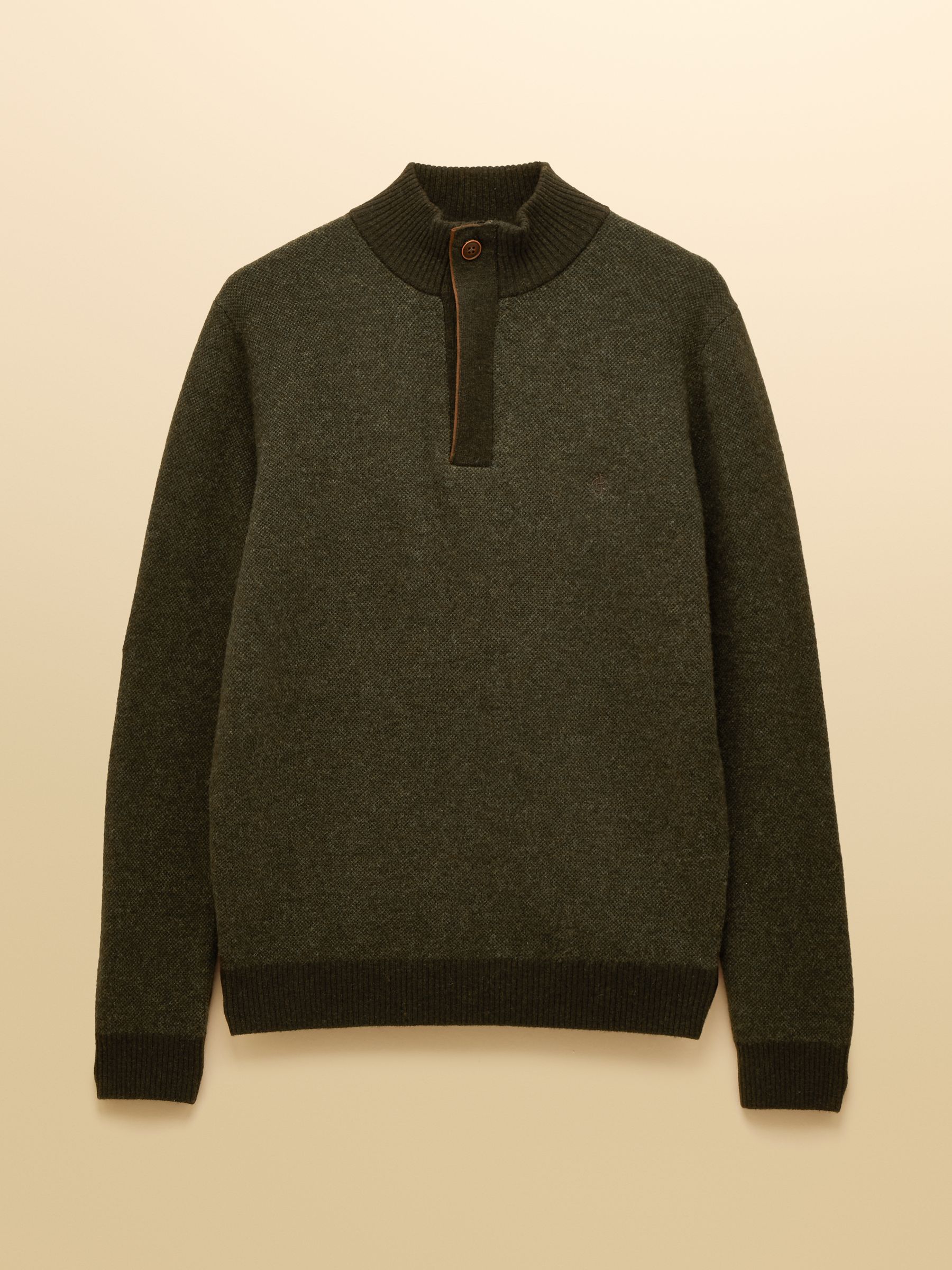 Highland Dark Green Wool-Rich Button Quarter Zip Jumper - Image 12 of 12