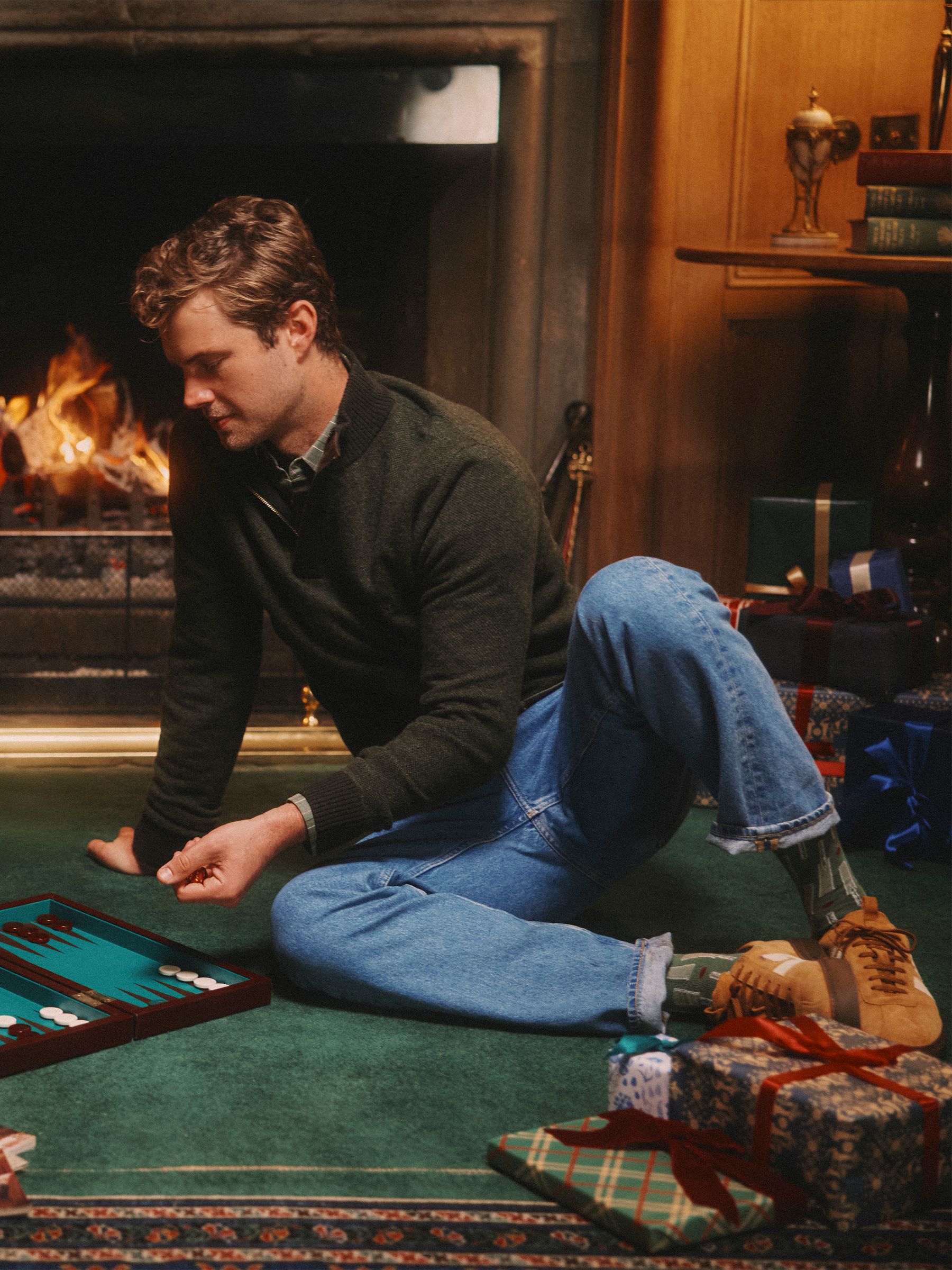 Highland Dark Green Wool-Rich Button Quarter Zip Jumper - Image 2 of 12