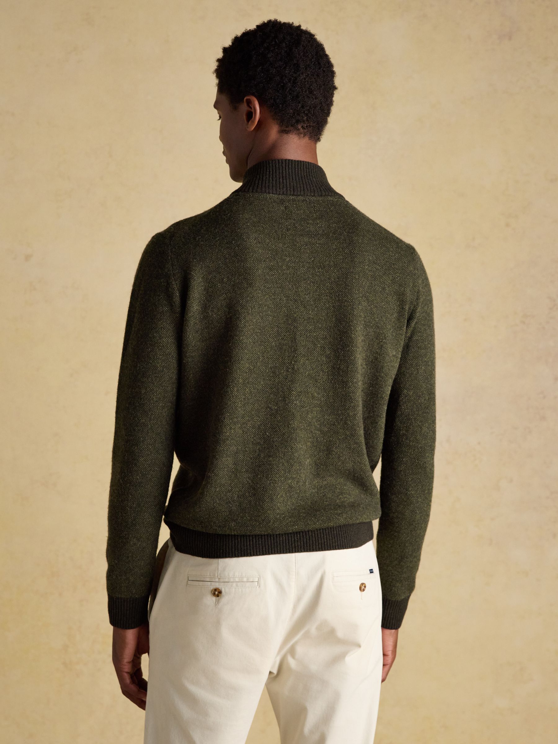 Highland Dark Green Wool-Rich Button Quarter Zip Jumper - Image 4 of 12