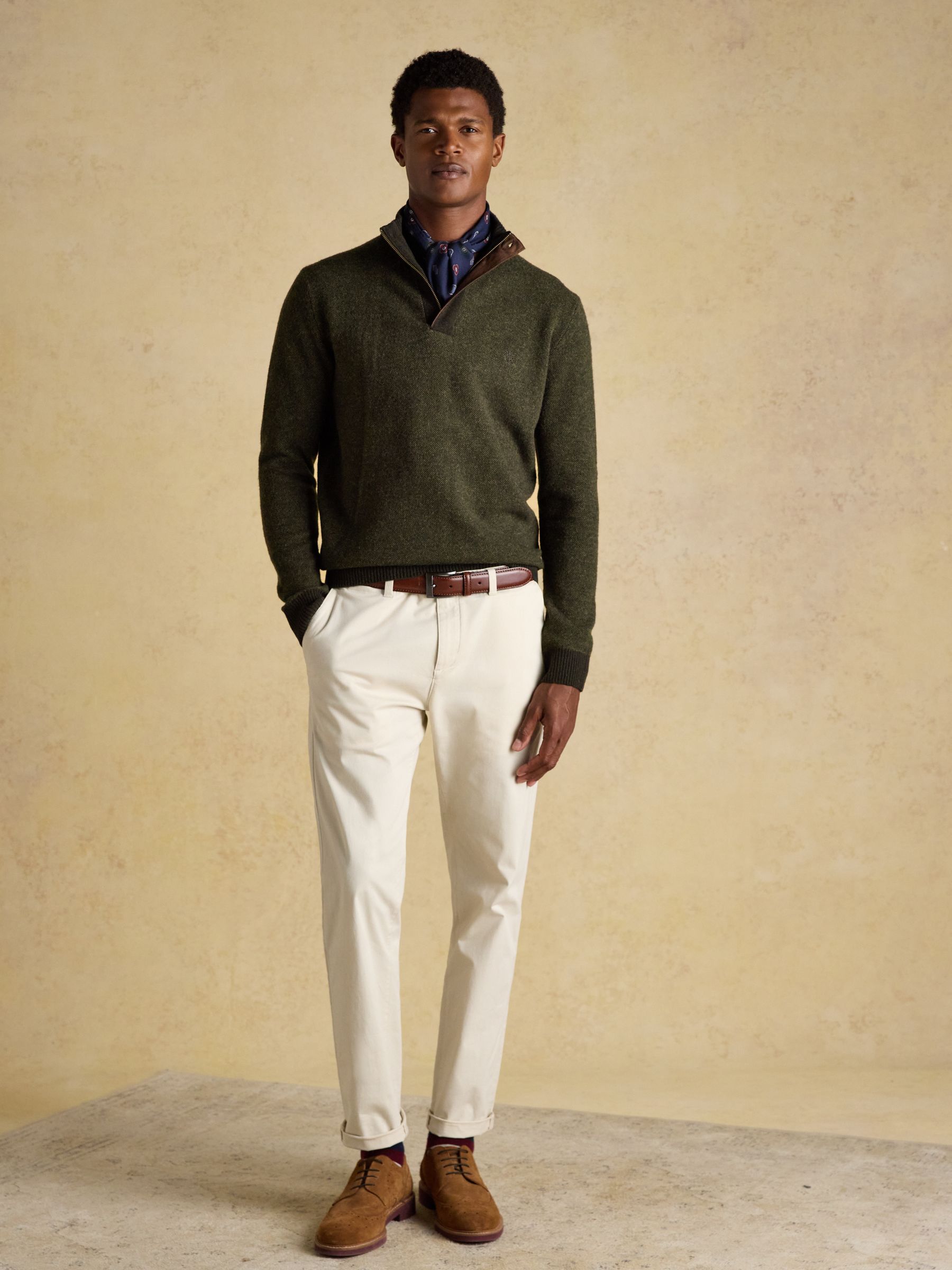 Highland Dark Green Wool-Rich Button Quarter Zip Jumper - Image 5 of 12