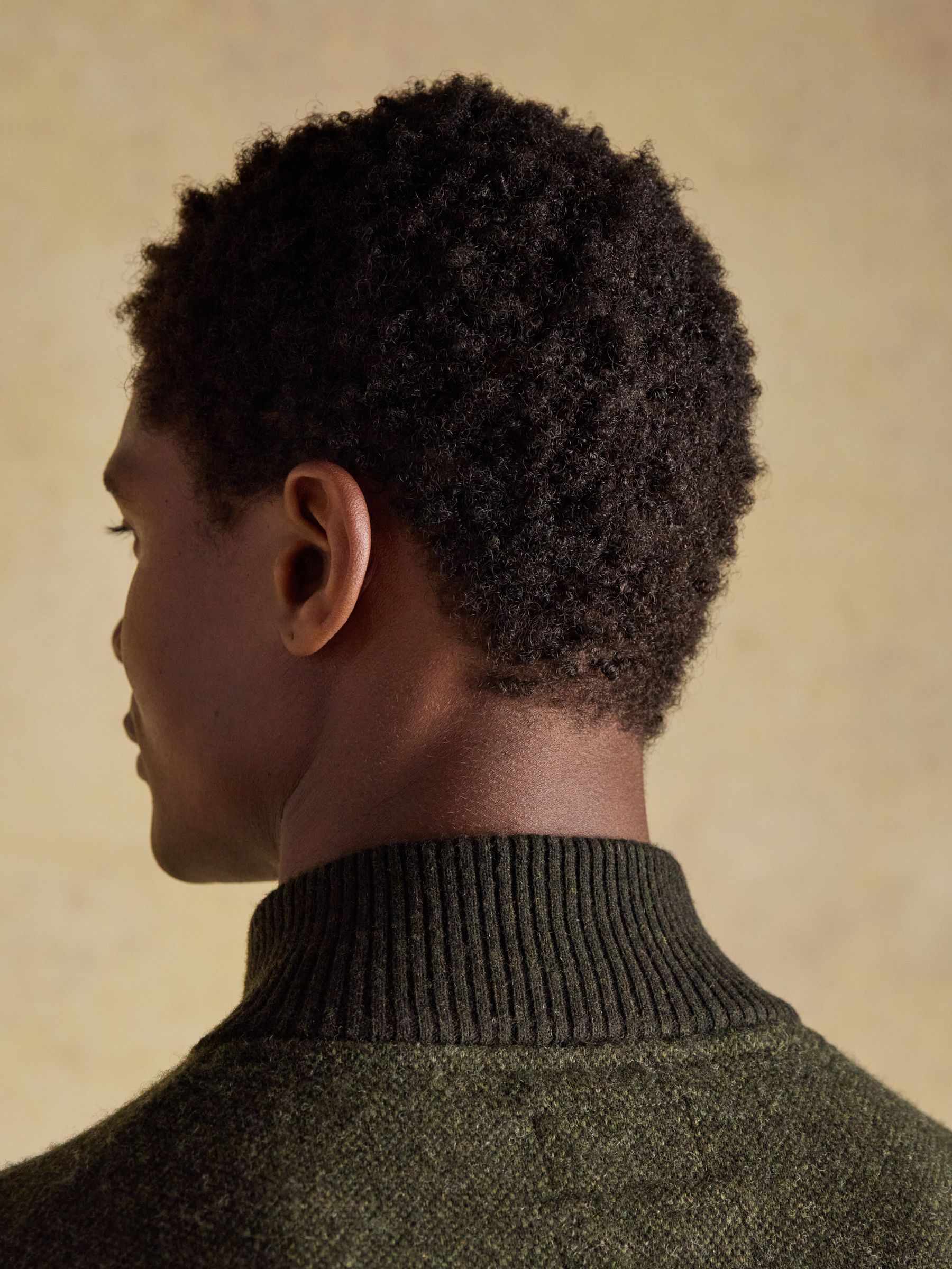 Highland Dark Green Wool-Rich Button Quarter Zip Jumper - Image 9 of 12