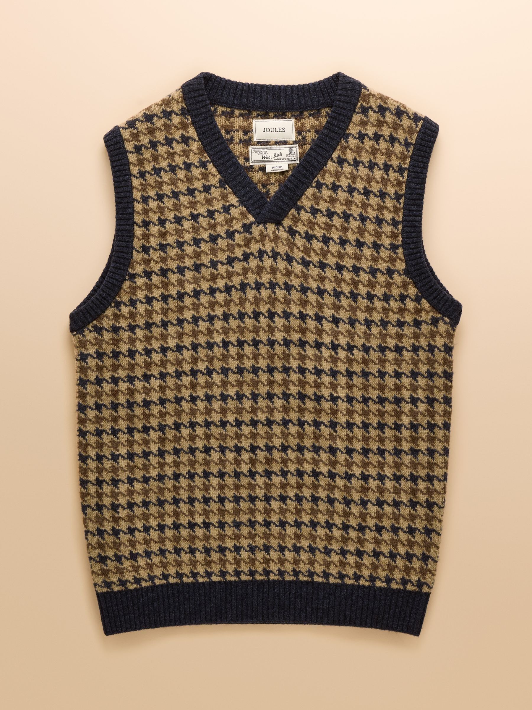 Ferguson Wool-Rich Oatmeal Houndstooth Vest - Image 9 of 9