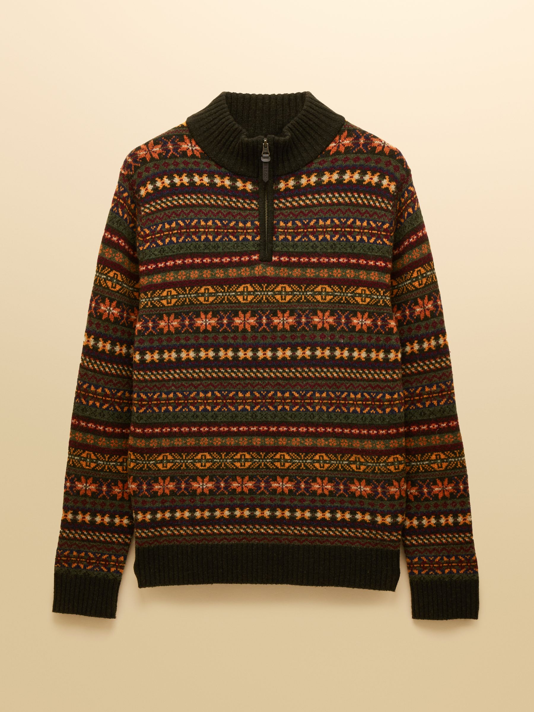 Milligan Wool-Rich Green Quarter Zip Fair Isle Jumper - Image 10 of 10