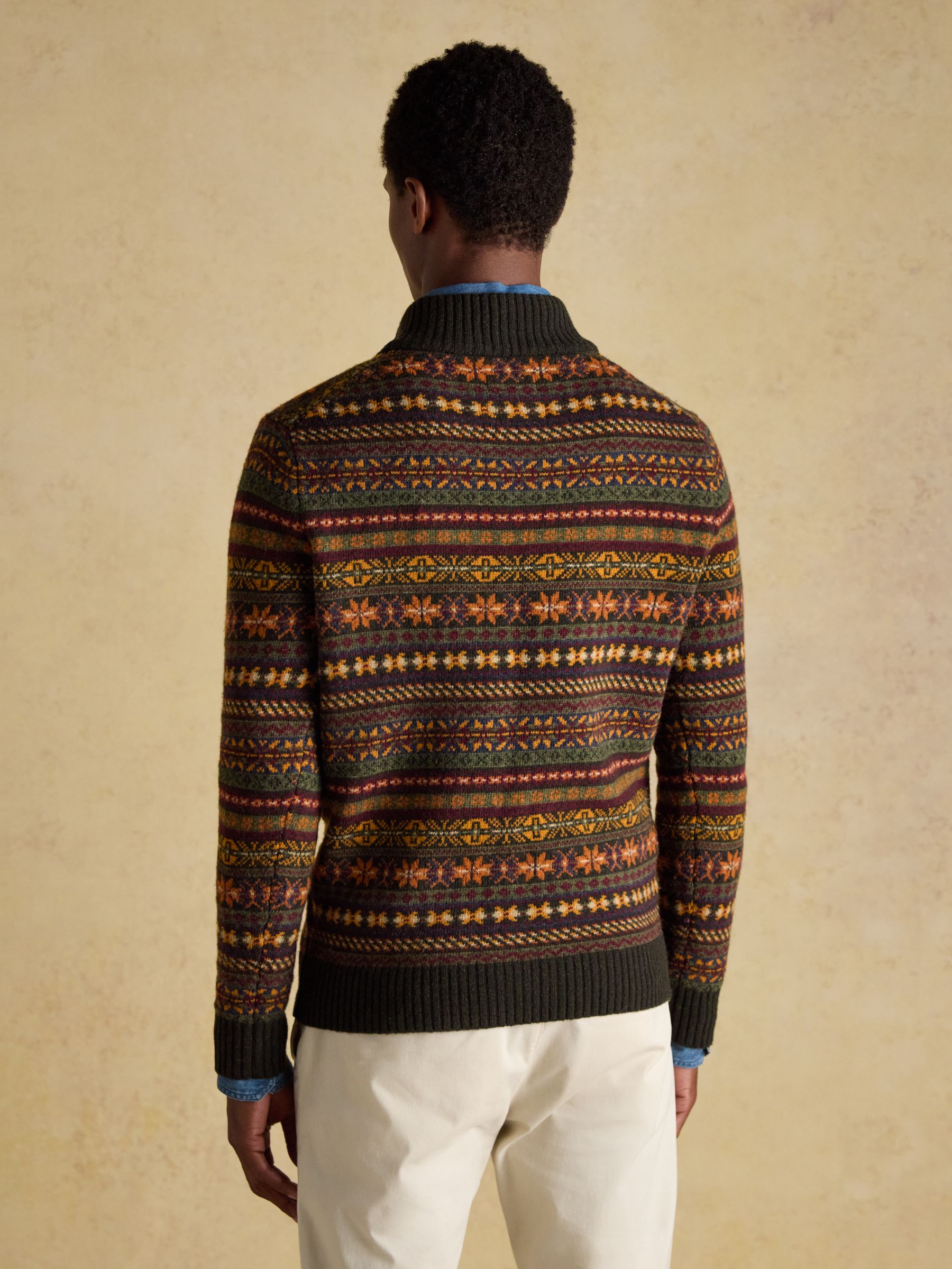 Milligan Wool-Rich Green Quarter Zip Fair Isle Jumper - Image 3 of 9