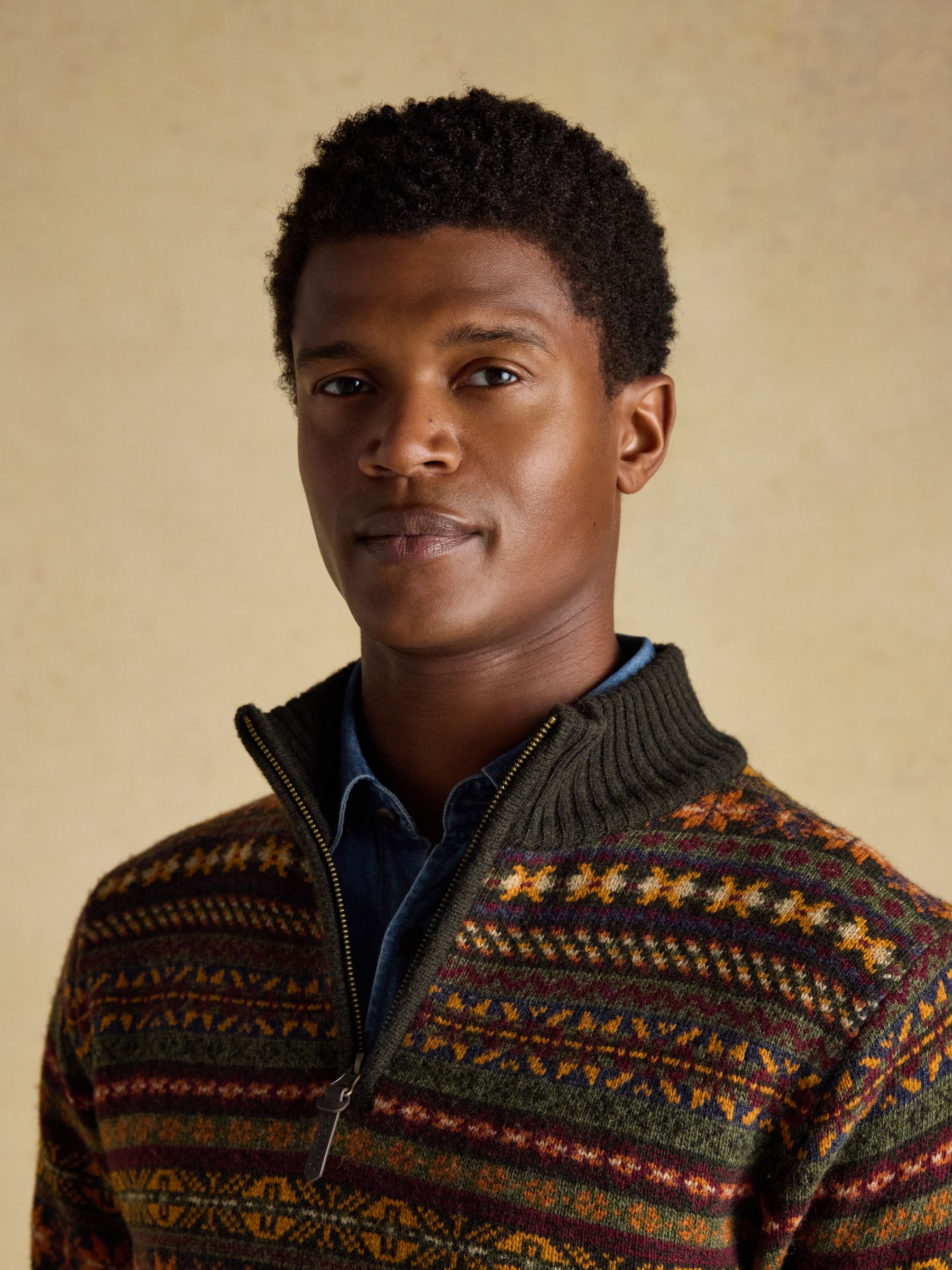 Milligan Wool-Rich Green Quarter Zip Fair Isle Jumper - Image 4 of 9