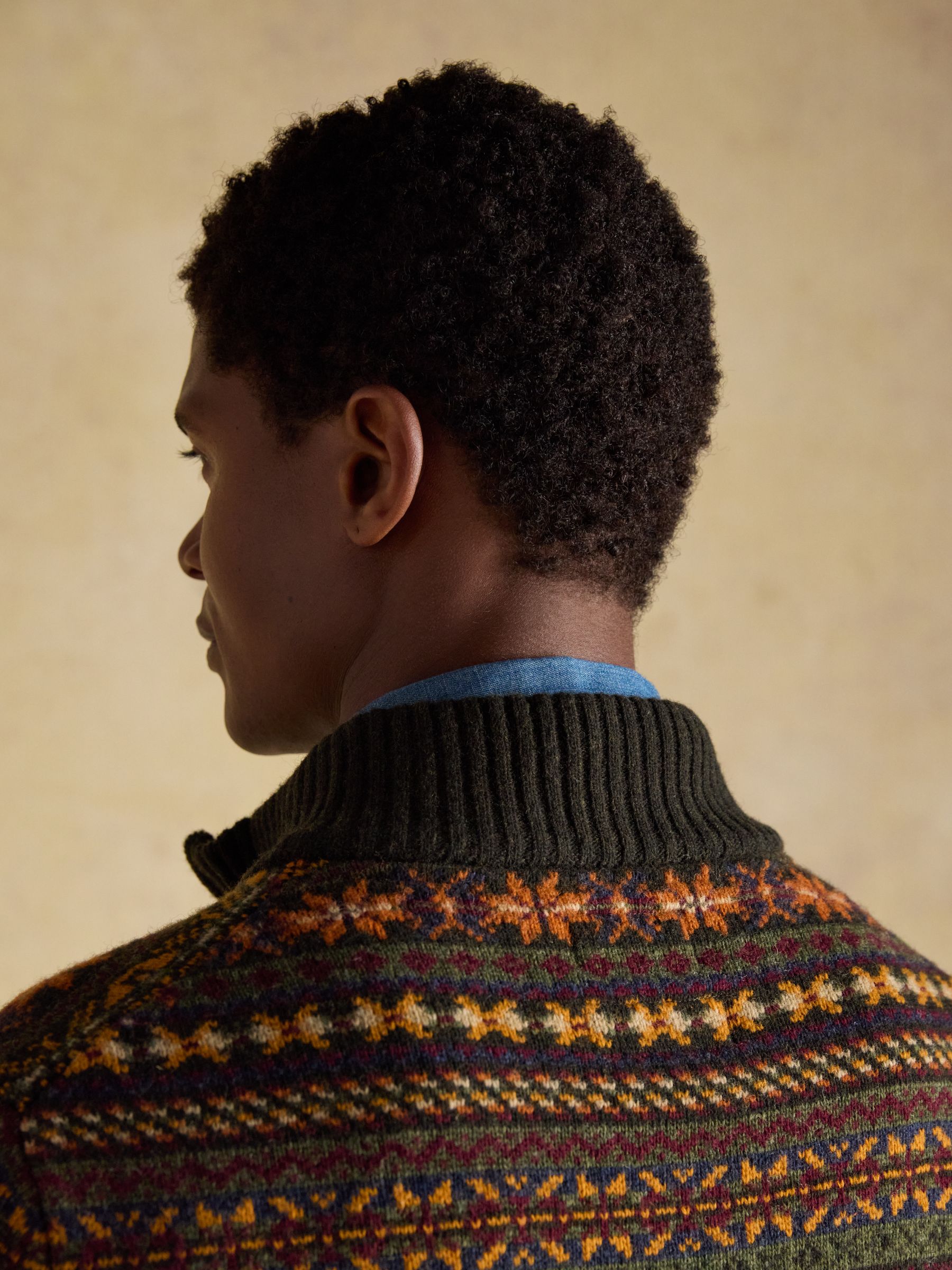 Milligan Wool-Rich Green Quarter Zip Fair Isle Jumper - Image 9 of 9