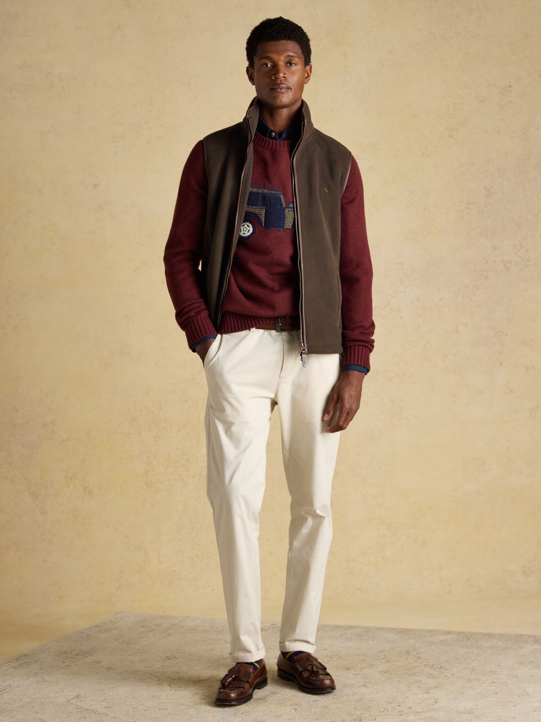 4x4 Burgundy Red Intarsia Crew Neck Jumper - Image 7 of 8