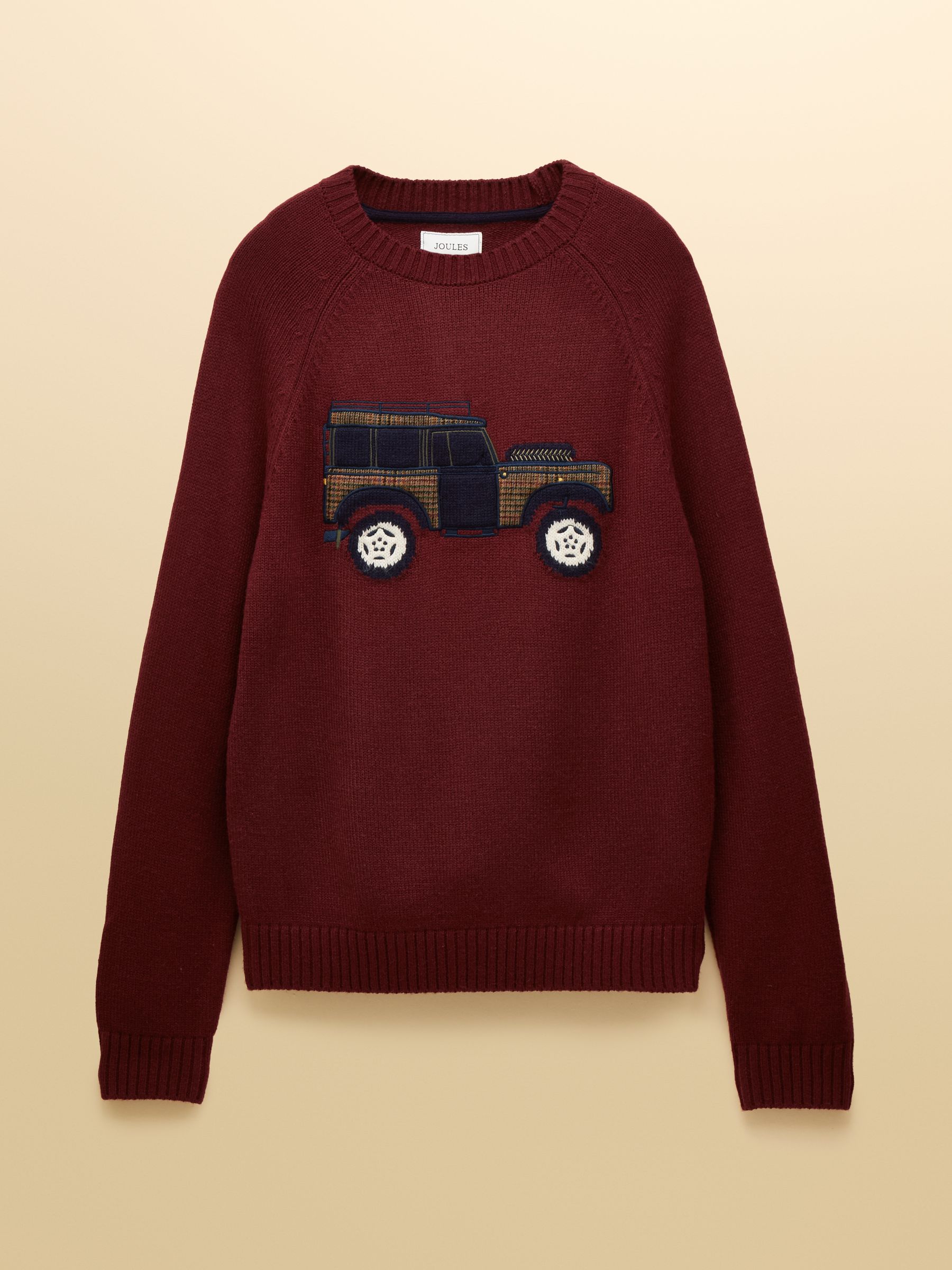 4x4 Burgundy Red Intarsia Crew Neck Jumper - Image 8 of 8