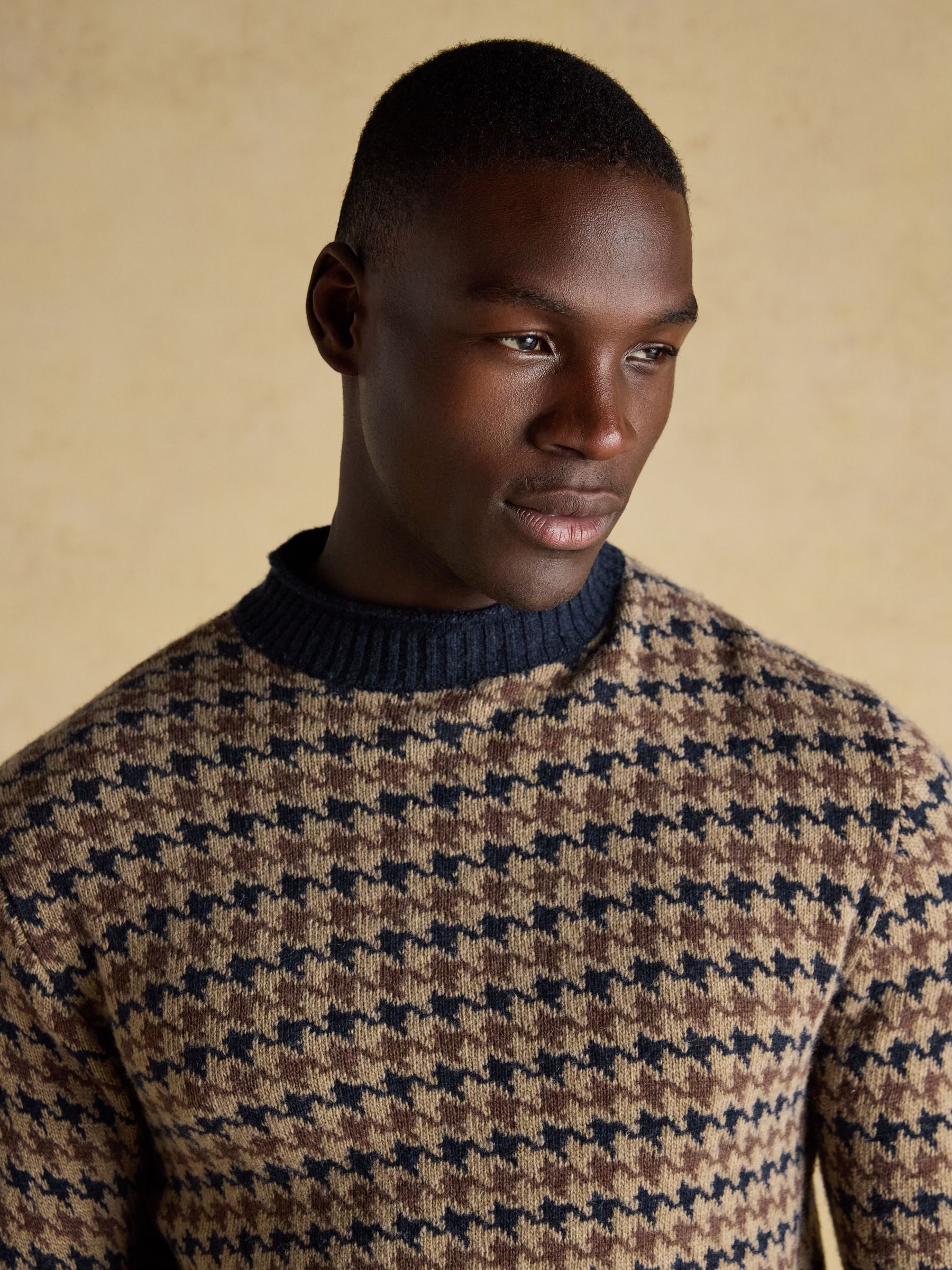 Ferguson Wool-Rich Oatmeal Houndstooth Jumper - Image 6 of 10
