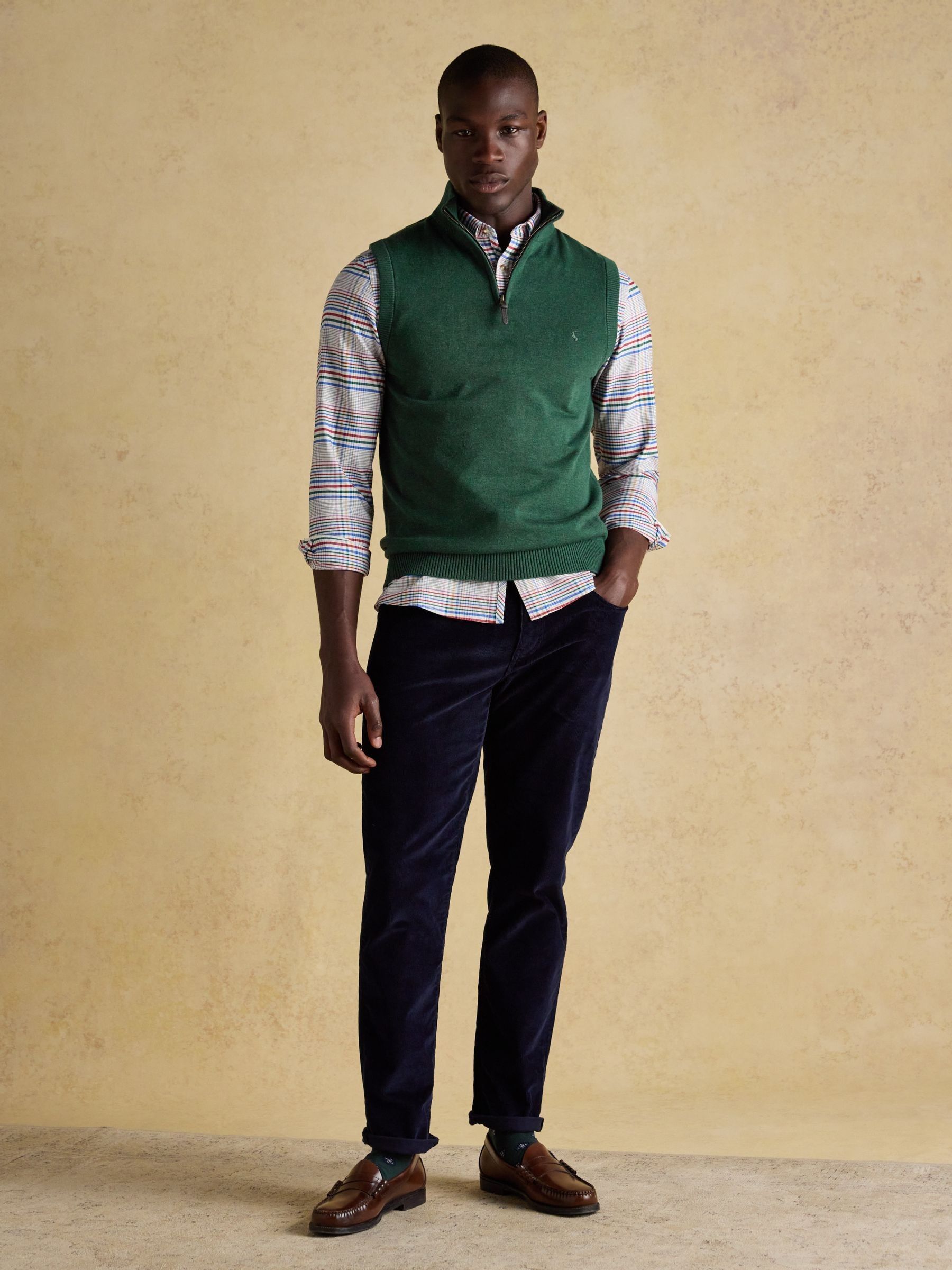 Hillside Green Quarter Zip Knitted Tank Top - Image 3 of 7