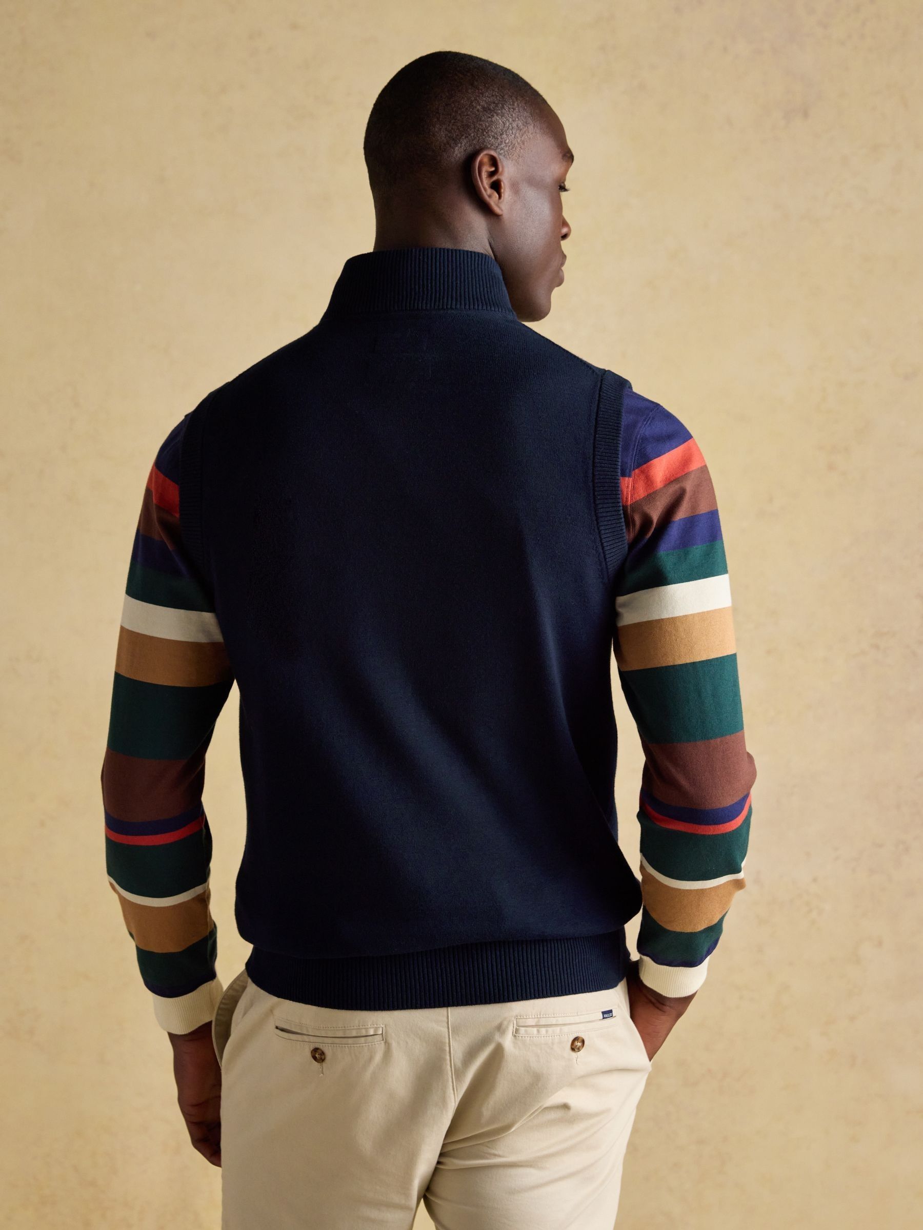 Hillside Navy Quarter Zip Knitted Tank Top - Image 2 of 8