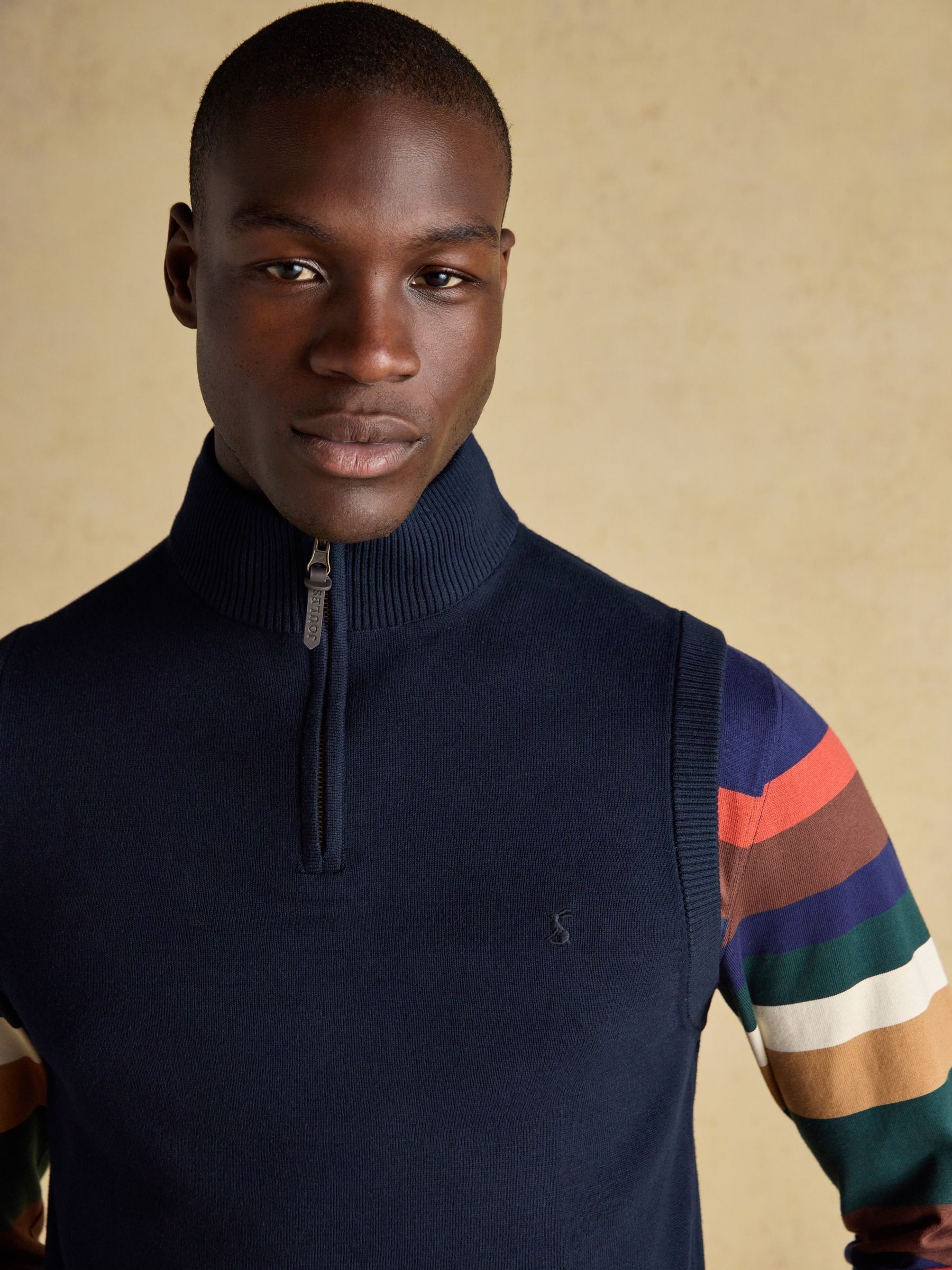 Hillside Navy Quarter Zip Knitted Tank Top - Image 4 of 8