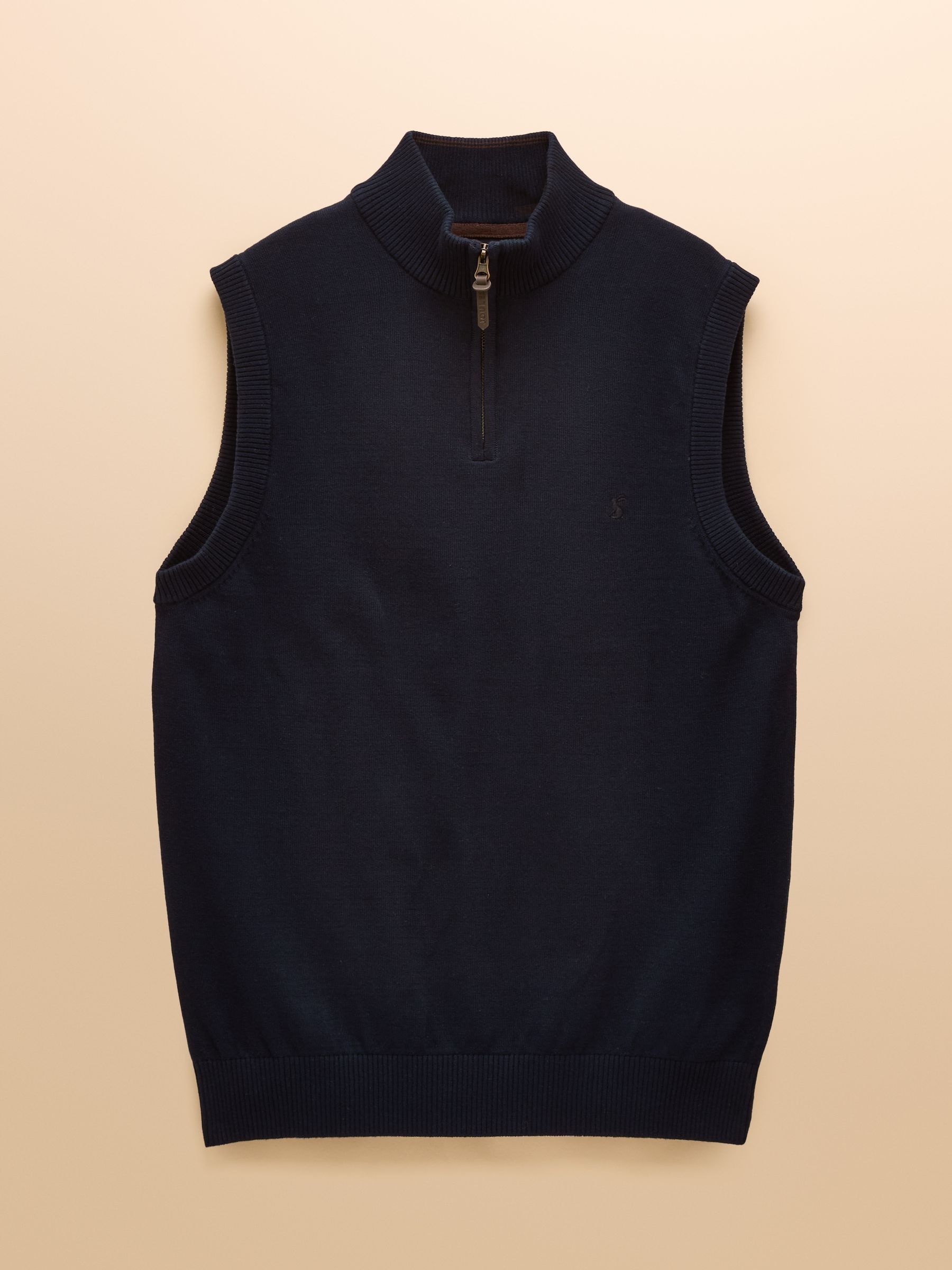 Hillside Navy Quarter Zip Knitted Tank Top | Joules