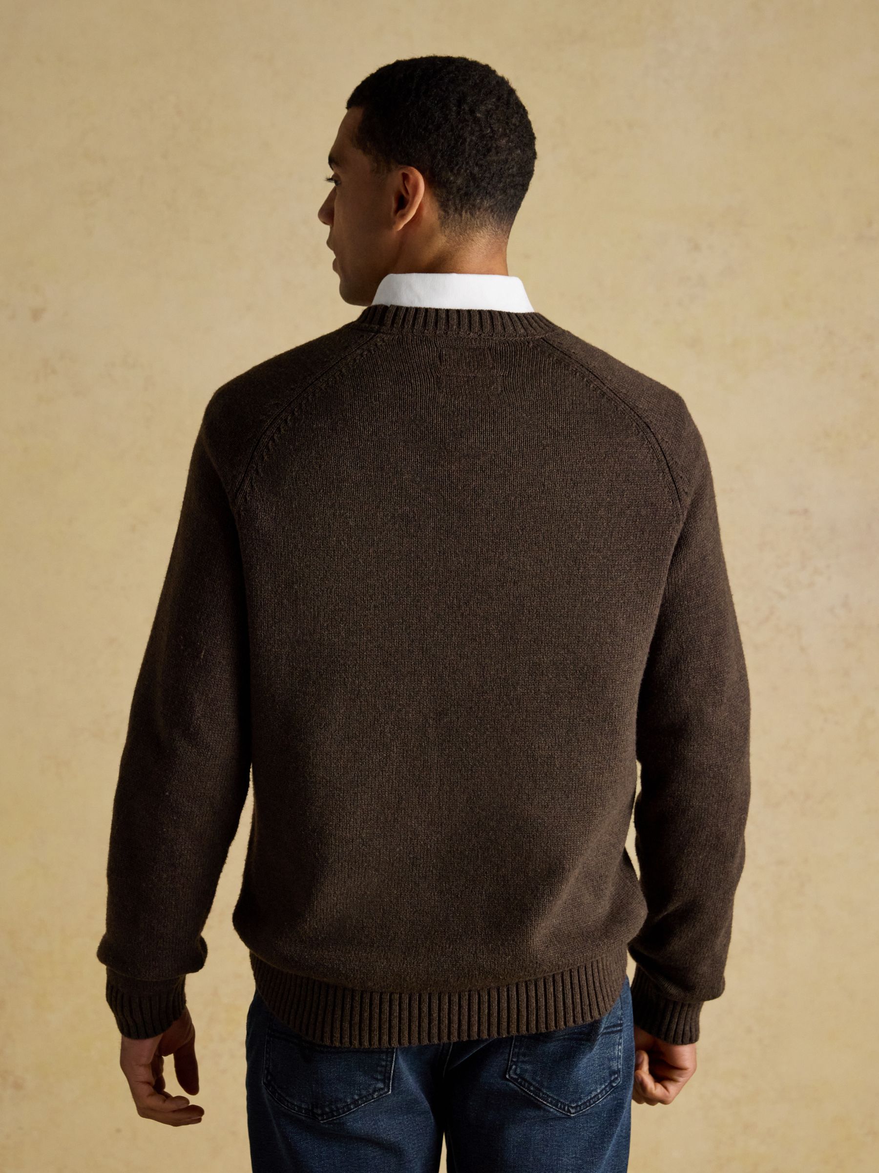 Jonty Fox Brown Intarsia Crew Knit Jumper - Image 3 of 9