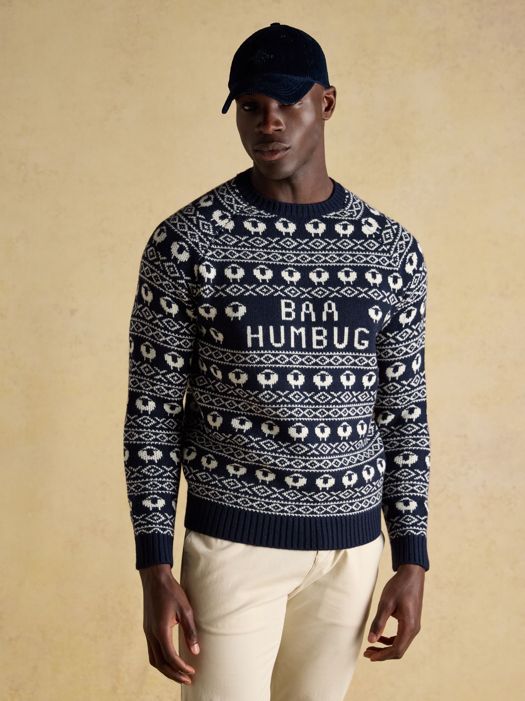 Baa Humbug Navy Intarsia Christmas Jumper - Image 4 of 11