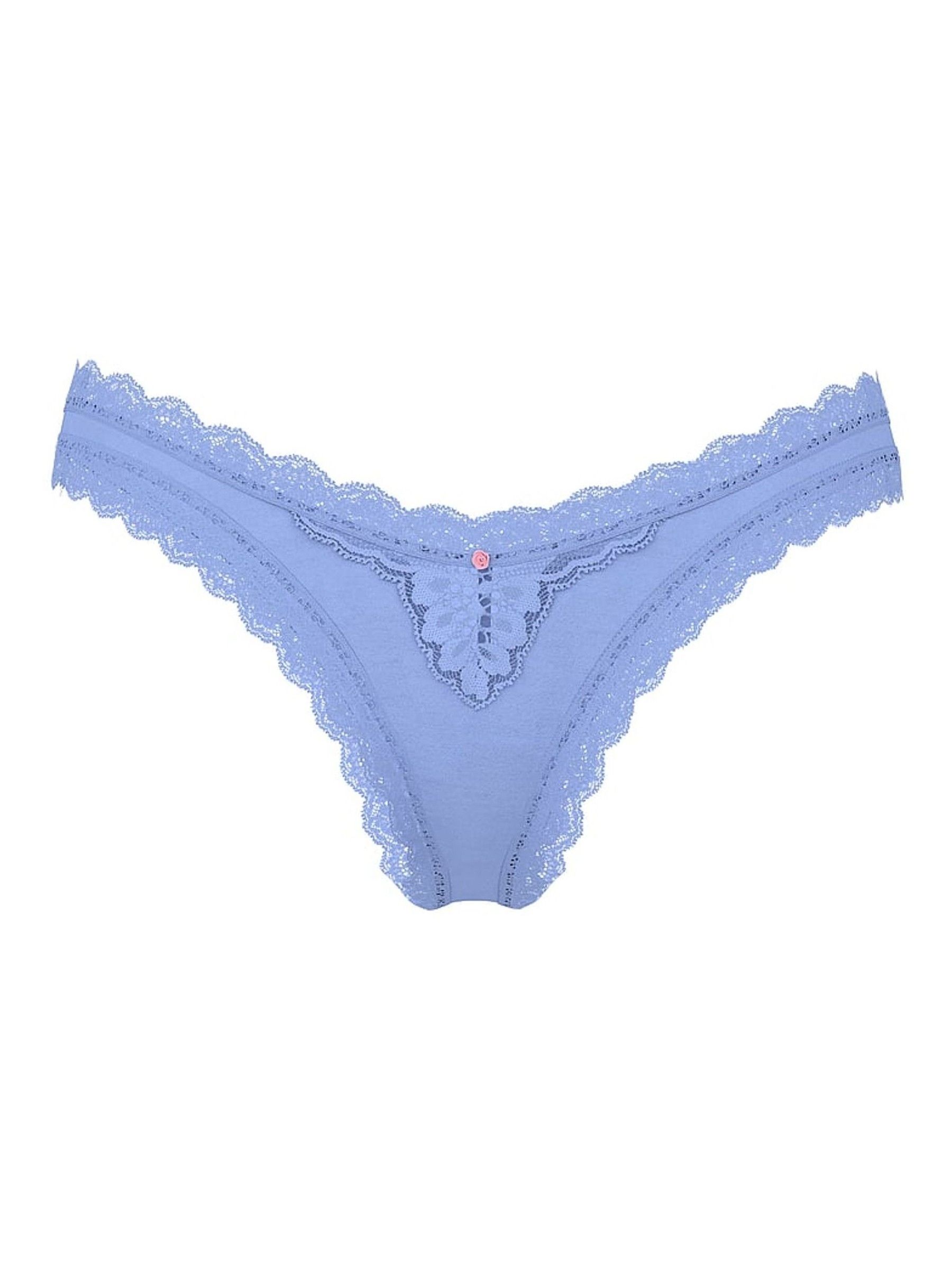 Blue Cameo Lace Trim Brazilian Knickers - Image 3 of 3