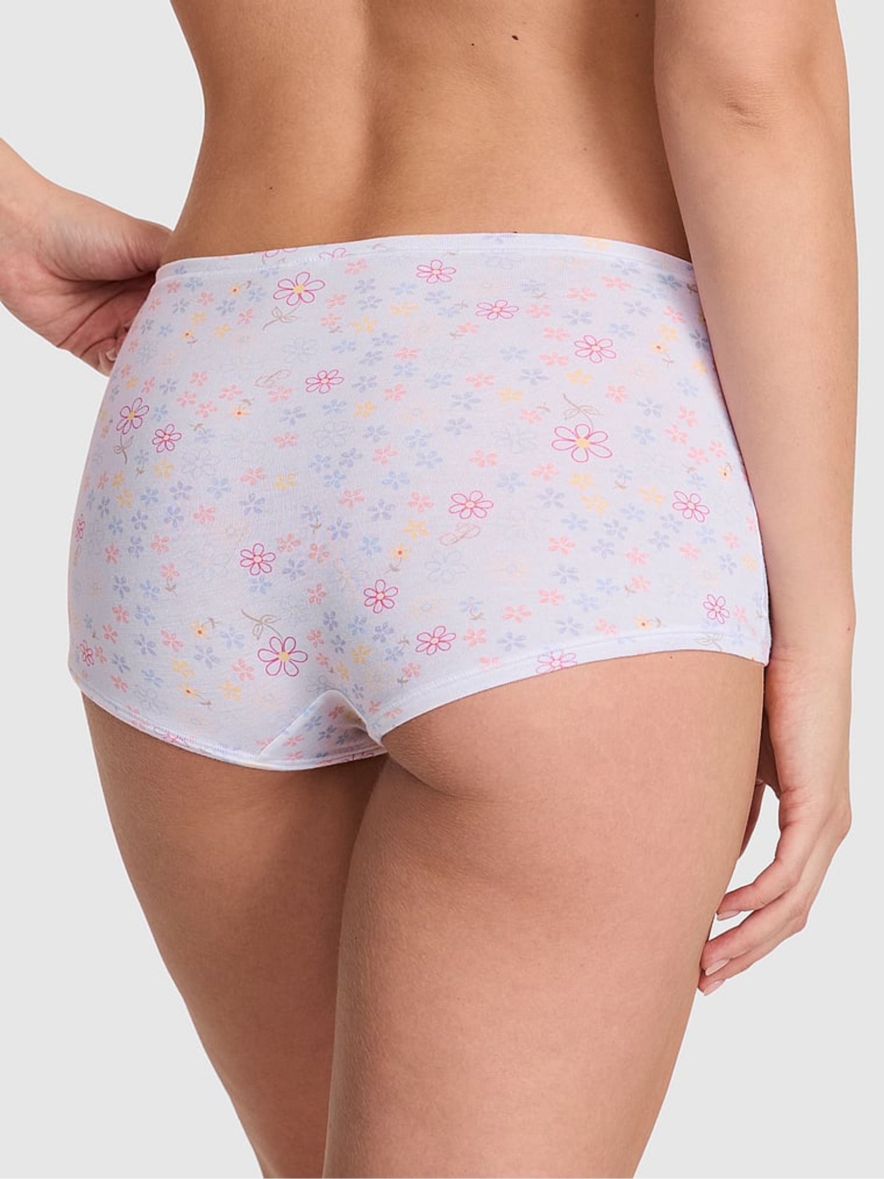 White Floral Cotton Boyshort Knickers - Image 2 of 2