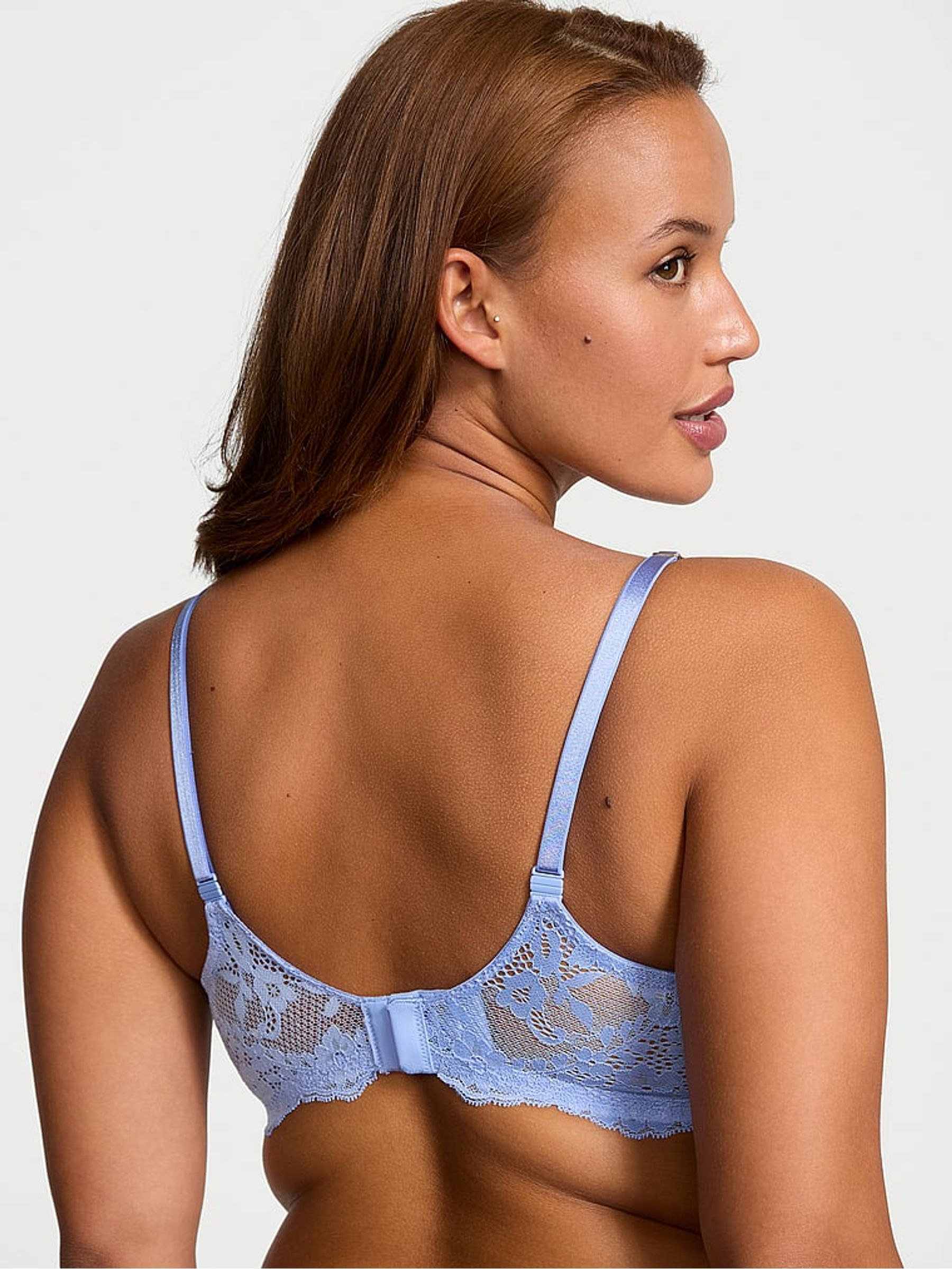 Blue Cameo Lace Trim Push Up Bra - Image 2 of 2