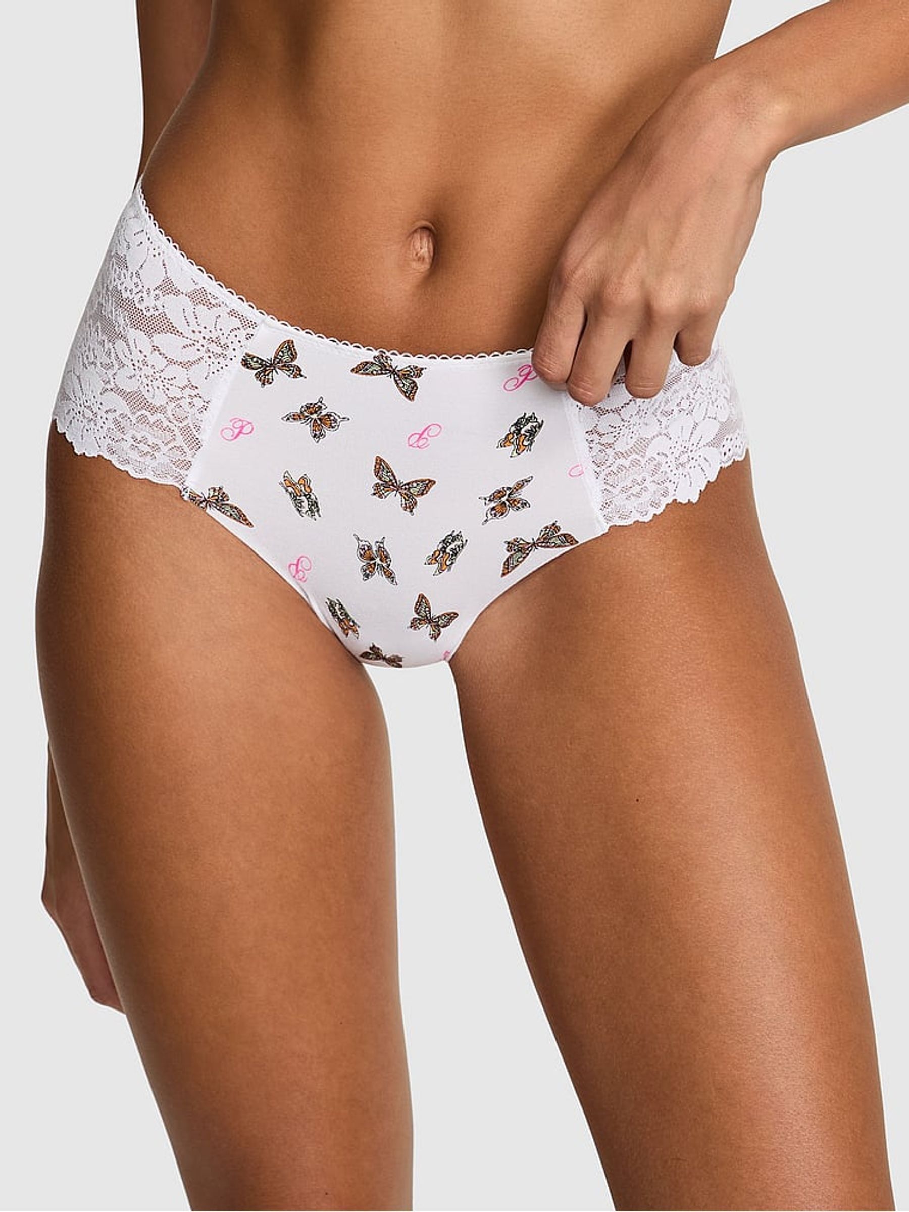 White Floral Lace Cheeky Knickers - Image 1 of 3