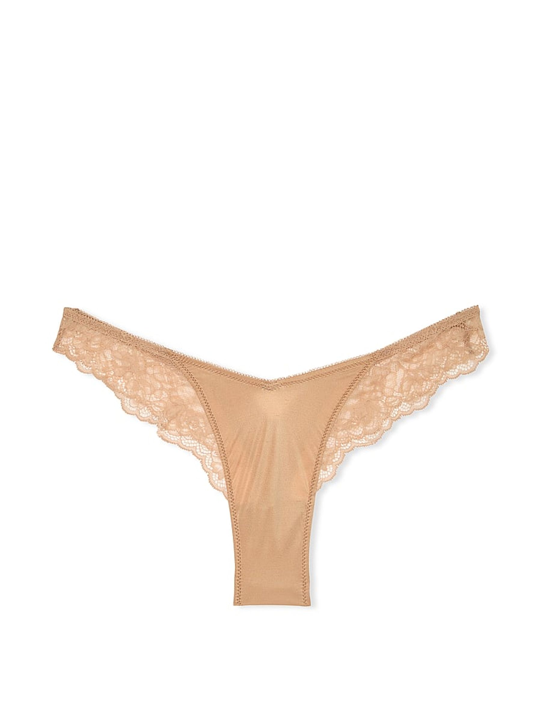 Praline Nude Thong Rose Lace Trim Knickers - Image 3 of 3
