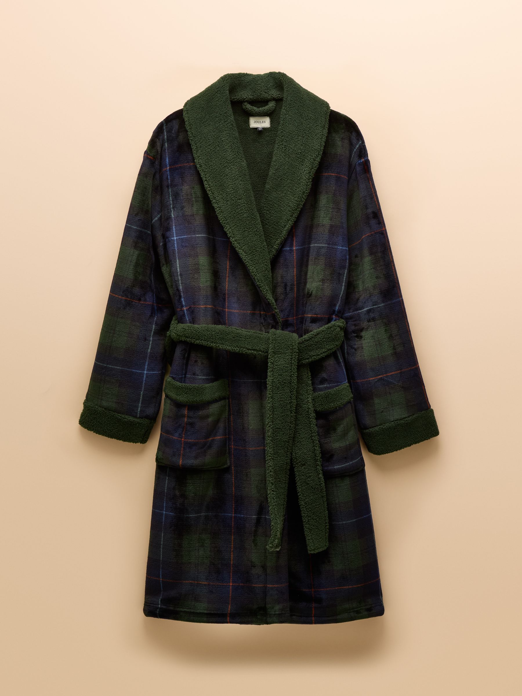 Montague Green/Navy Fleece Dressing Gown | Joules Montague Green/Navy Fleece Dressing Gown | Joules