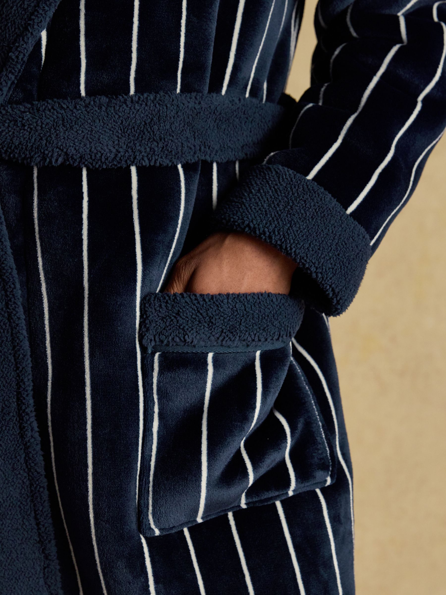 Montague Navy Fleece Dressing Gown - Image 7 of 9