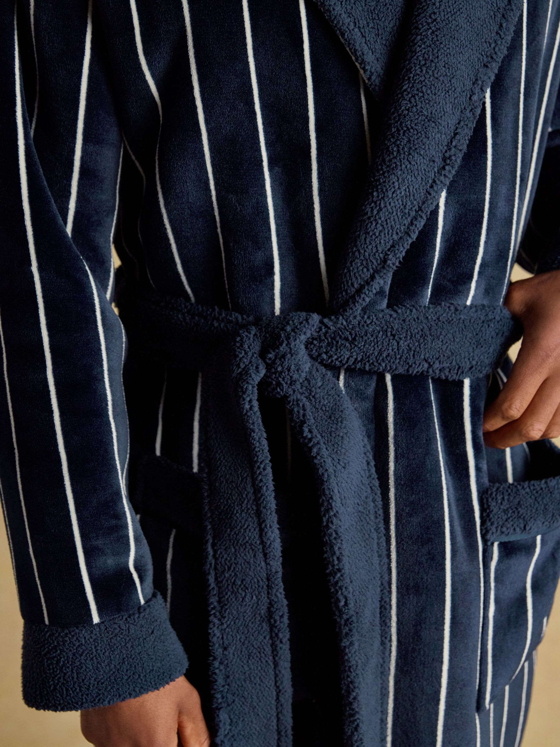Montague Navy Fleece Dressing Gown - Image 8 of 9
