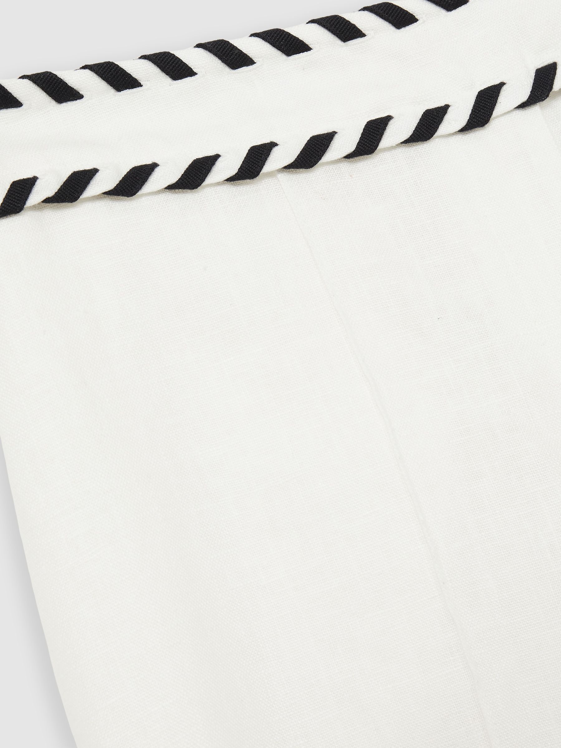 Petite Linen Wide-Leg Whipstitch Trousers in White - Image 6 of 7
