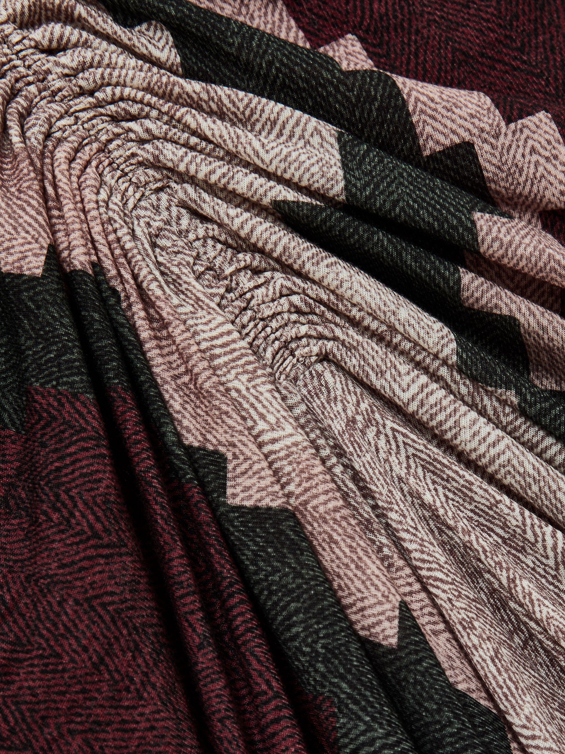 Petite Jersey Ruched Printed Dress With Wool in Burgundy - Image 5 of 6