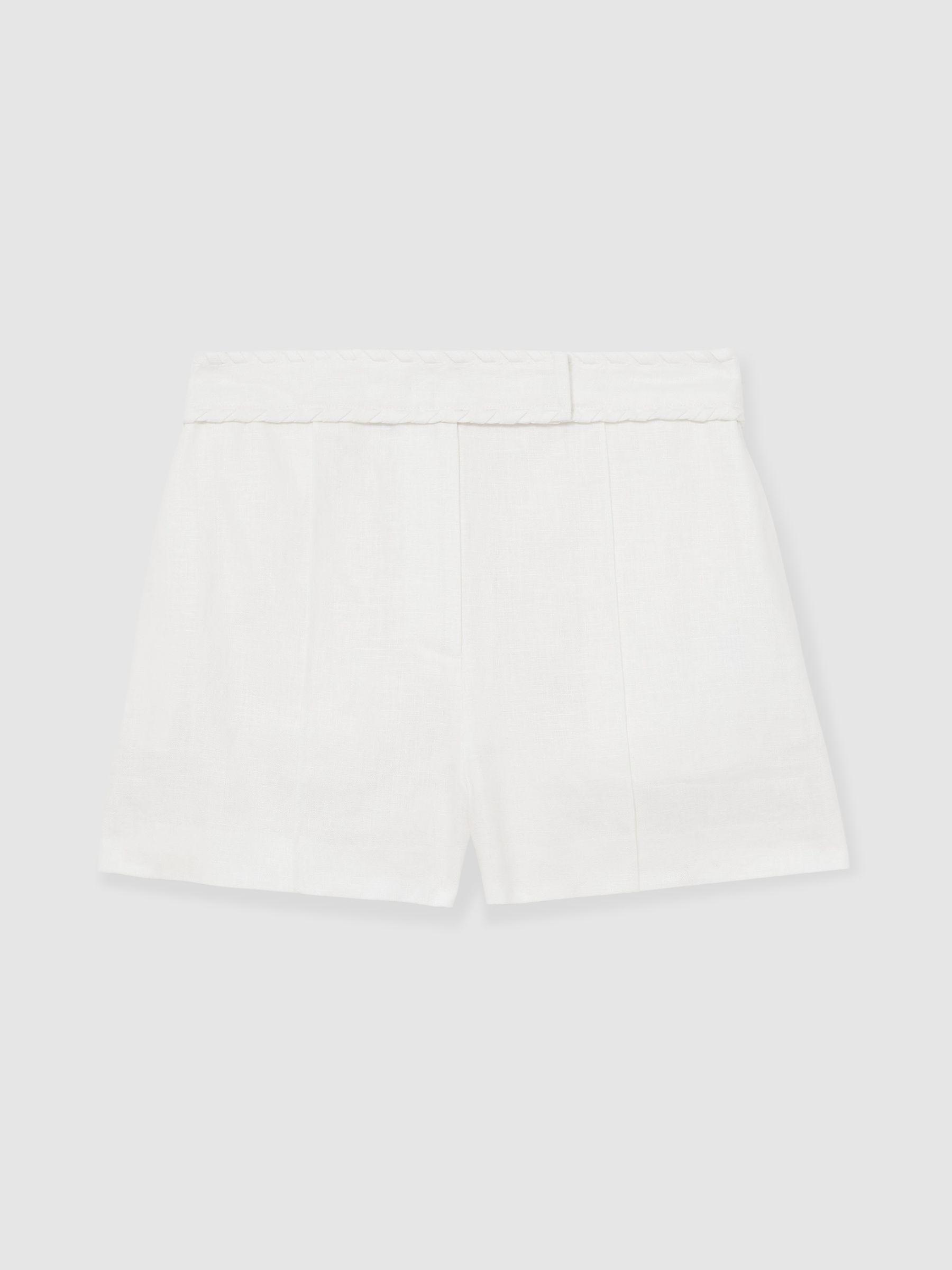 Linen Whipstitch Shorts in White - Image 2 of 6