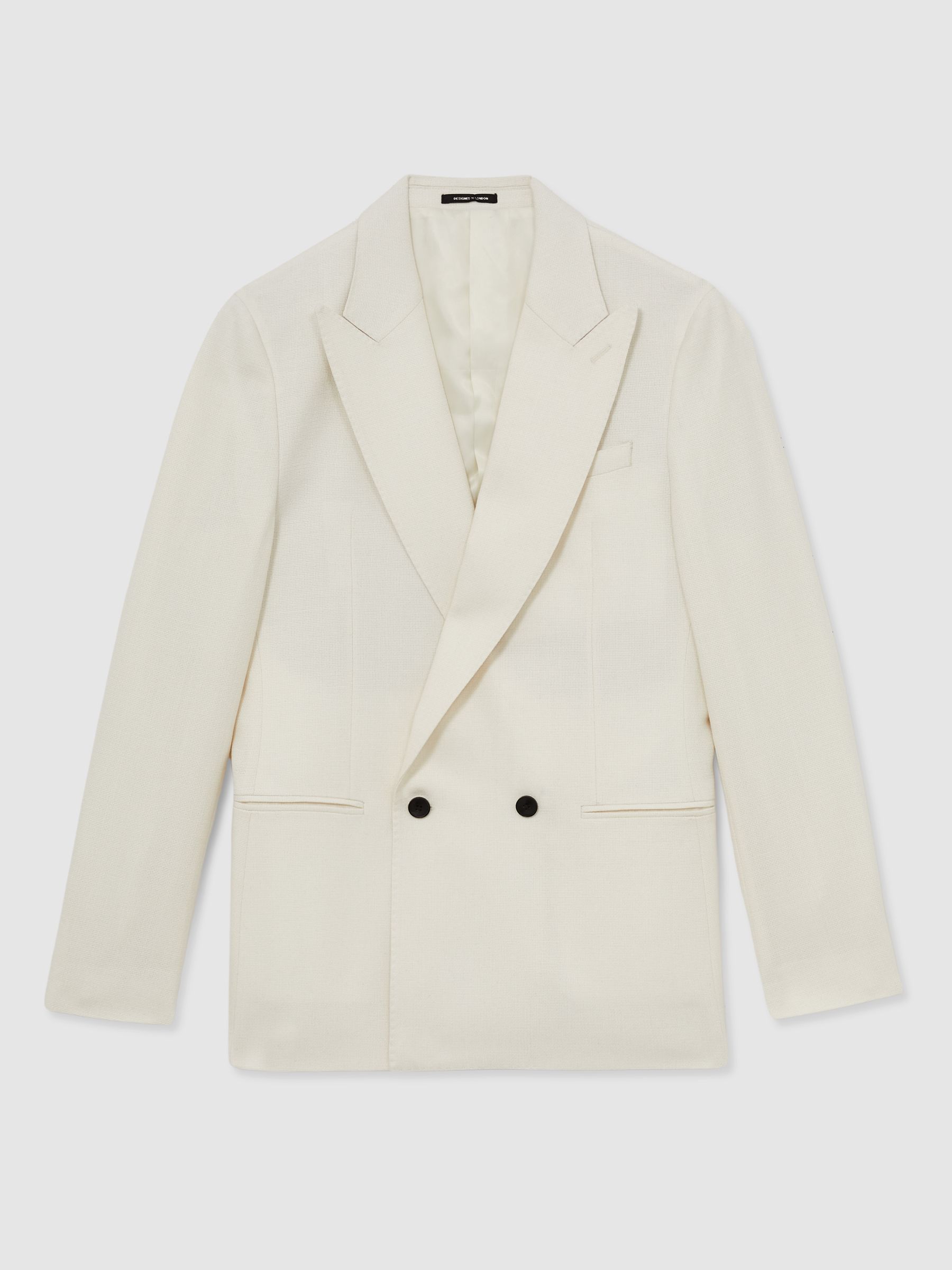 Slim Fit Single-Breasted Stretch Suit Blazer in Ivory White - Image 3 of 11